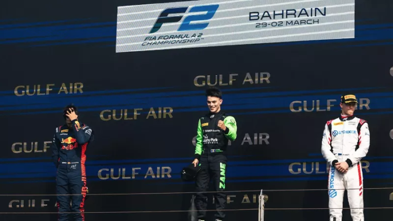 Drivers of different heights including Zane Maloney (centre) and Paul Aron (right) have commented on the comfort of the new F2 car
