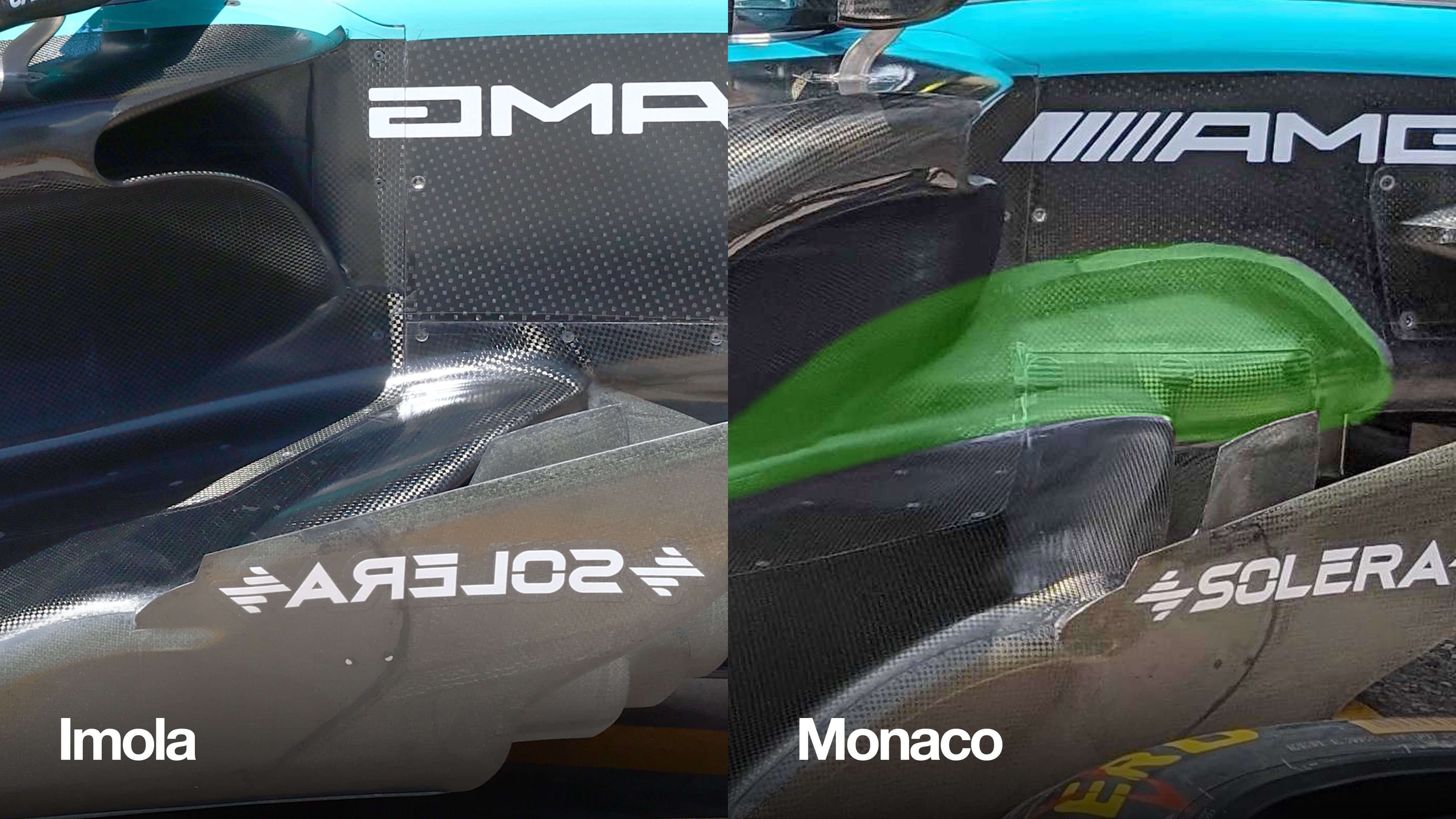 W15 floor comparison Monaco 2024 vs Imola 2024