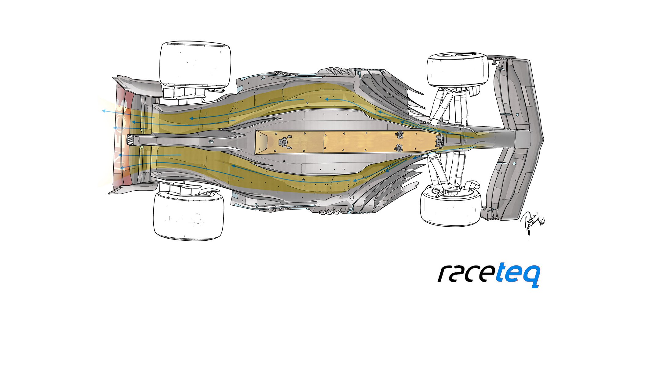 Under the floor of the Mercedes W14 at Monaco 2023