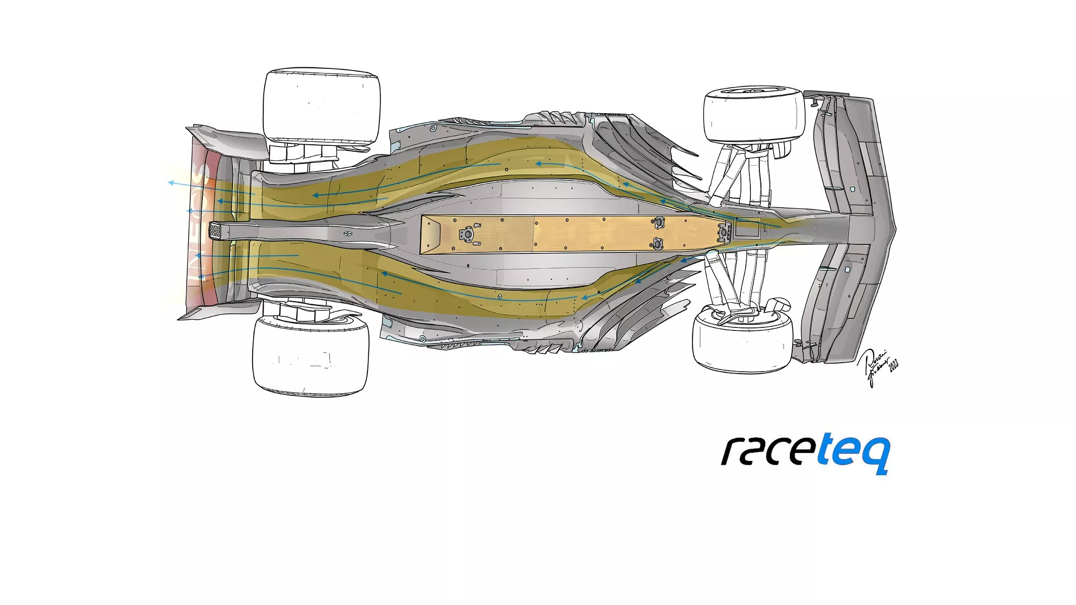 Under the floor of the Mercedes W14 at Monaco 2023