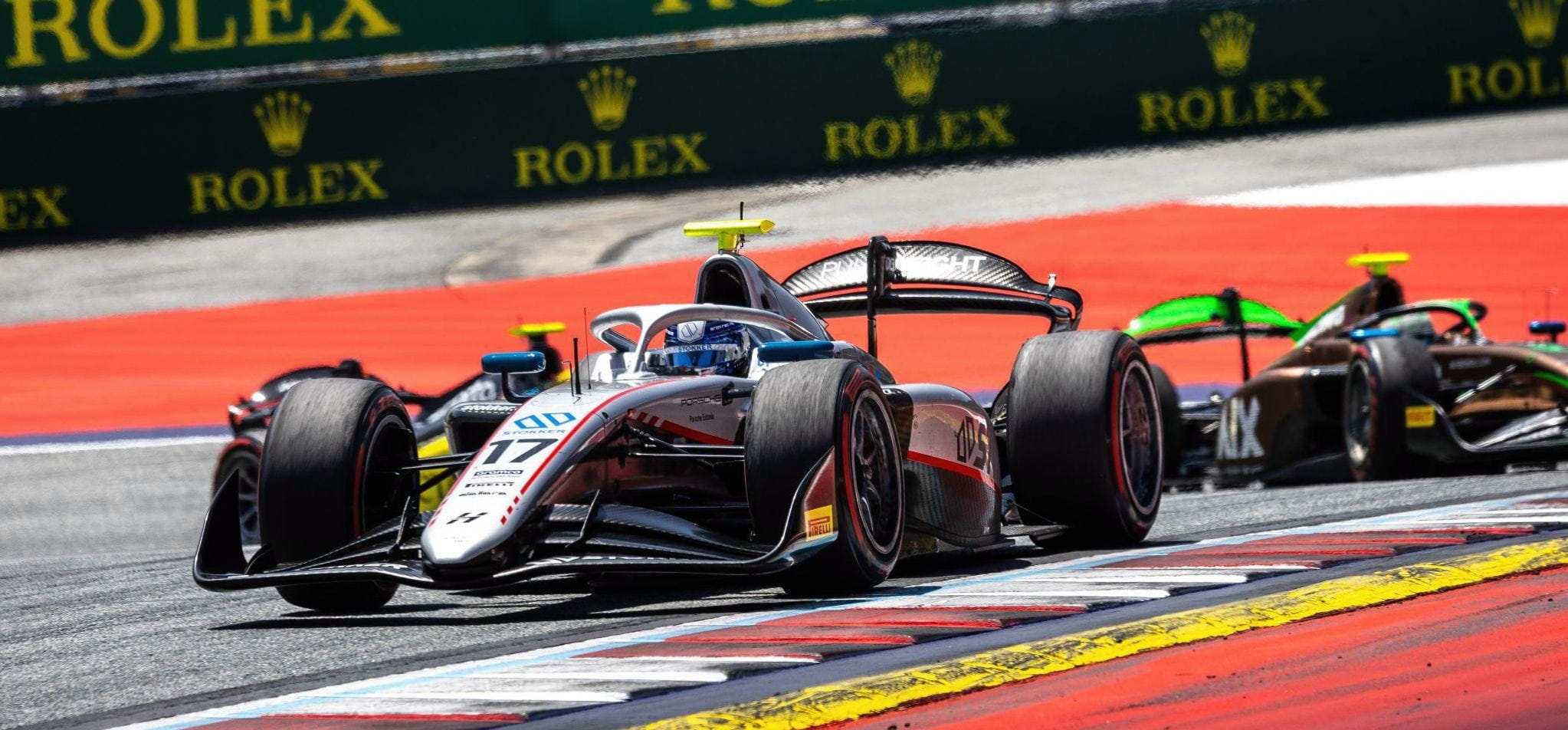 F2 championship leader Paul Aron (Hitech) using the soft tyres during the F2 sprint race at the Red Bull Ring