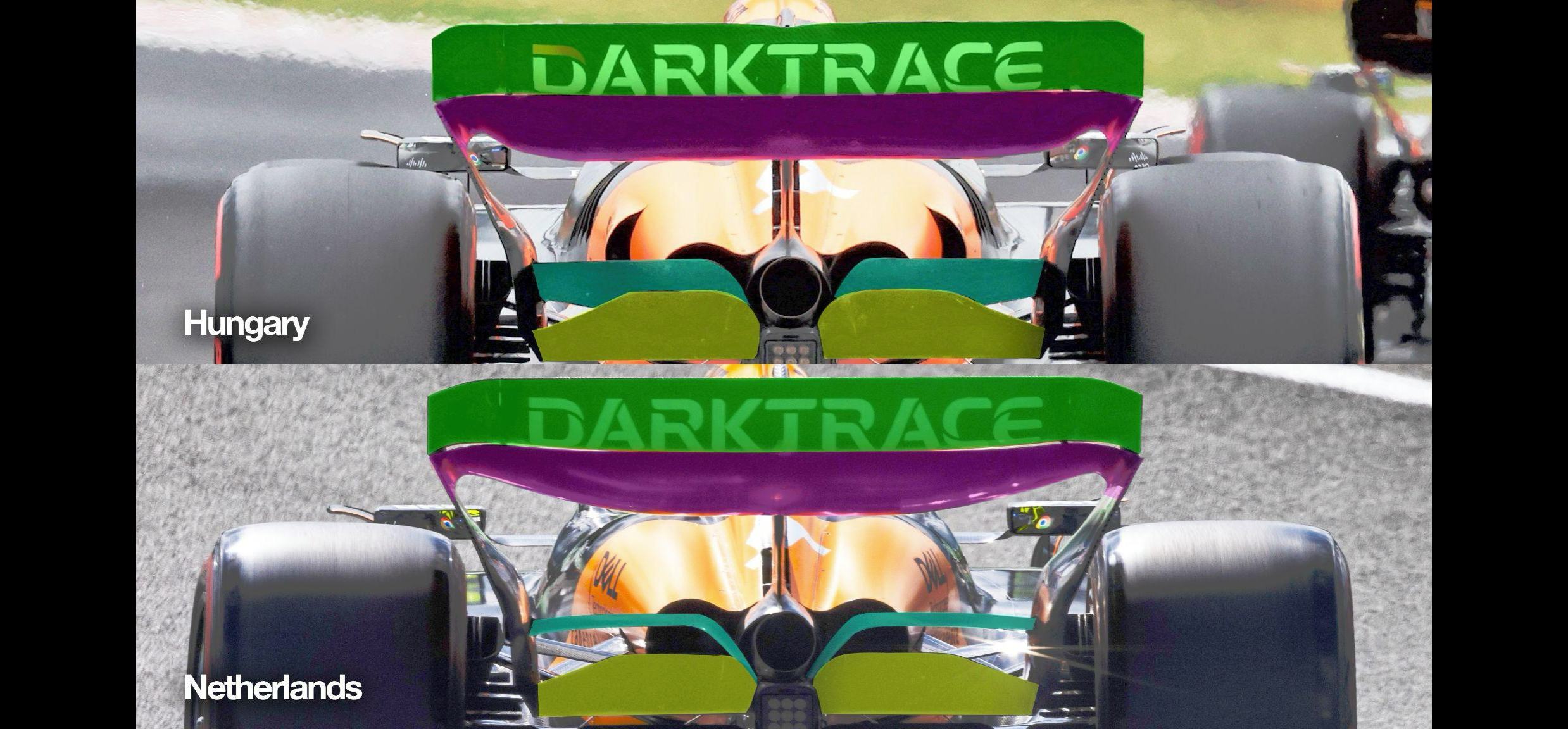 2024 Dutch Grand Prix, comparison of the rear of the McLaren