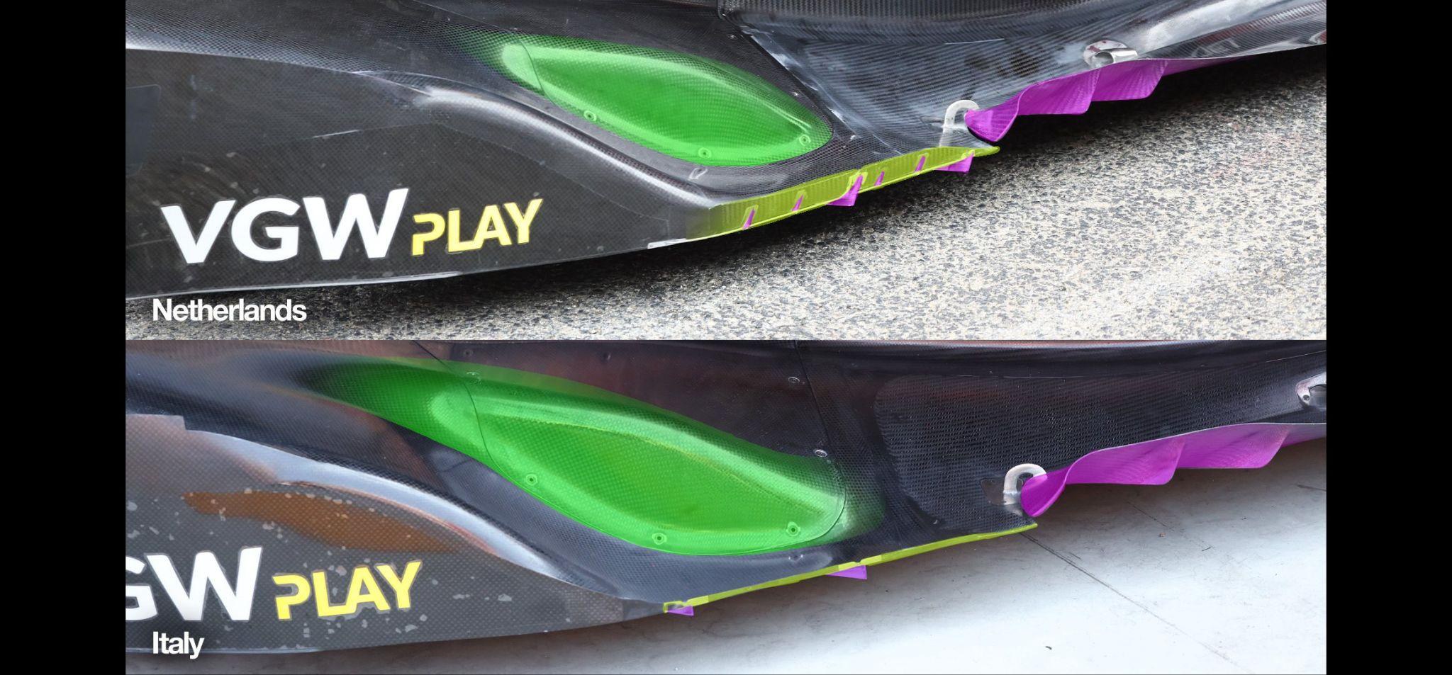 comparison of forward Ferrari floor, Monza 2024