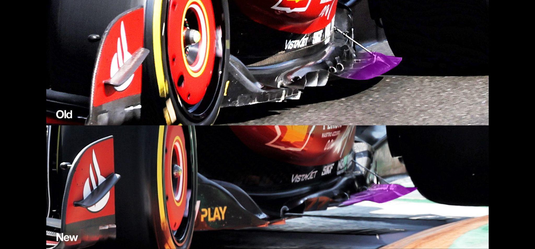 Image: Comparison showing changes to the rear of the Ferrari floor at the 2024 Italian Grand Prix