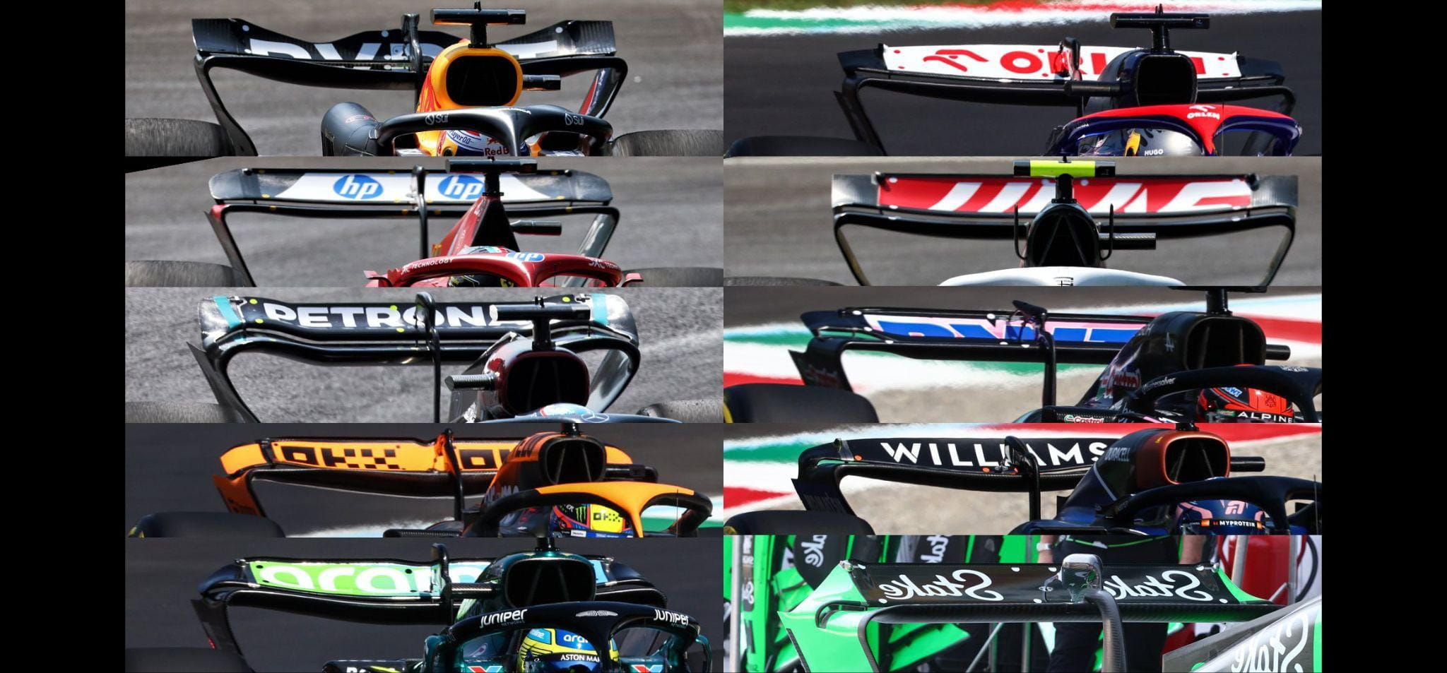 Comparison of low drag wings used at Monza 2024