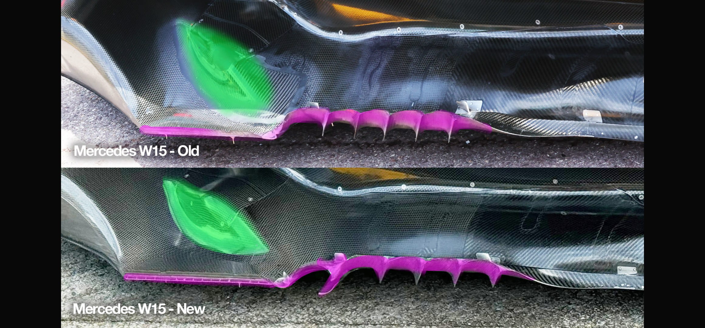 2024 Azerbaijan, Mercedes floor comparison