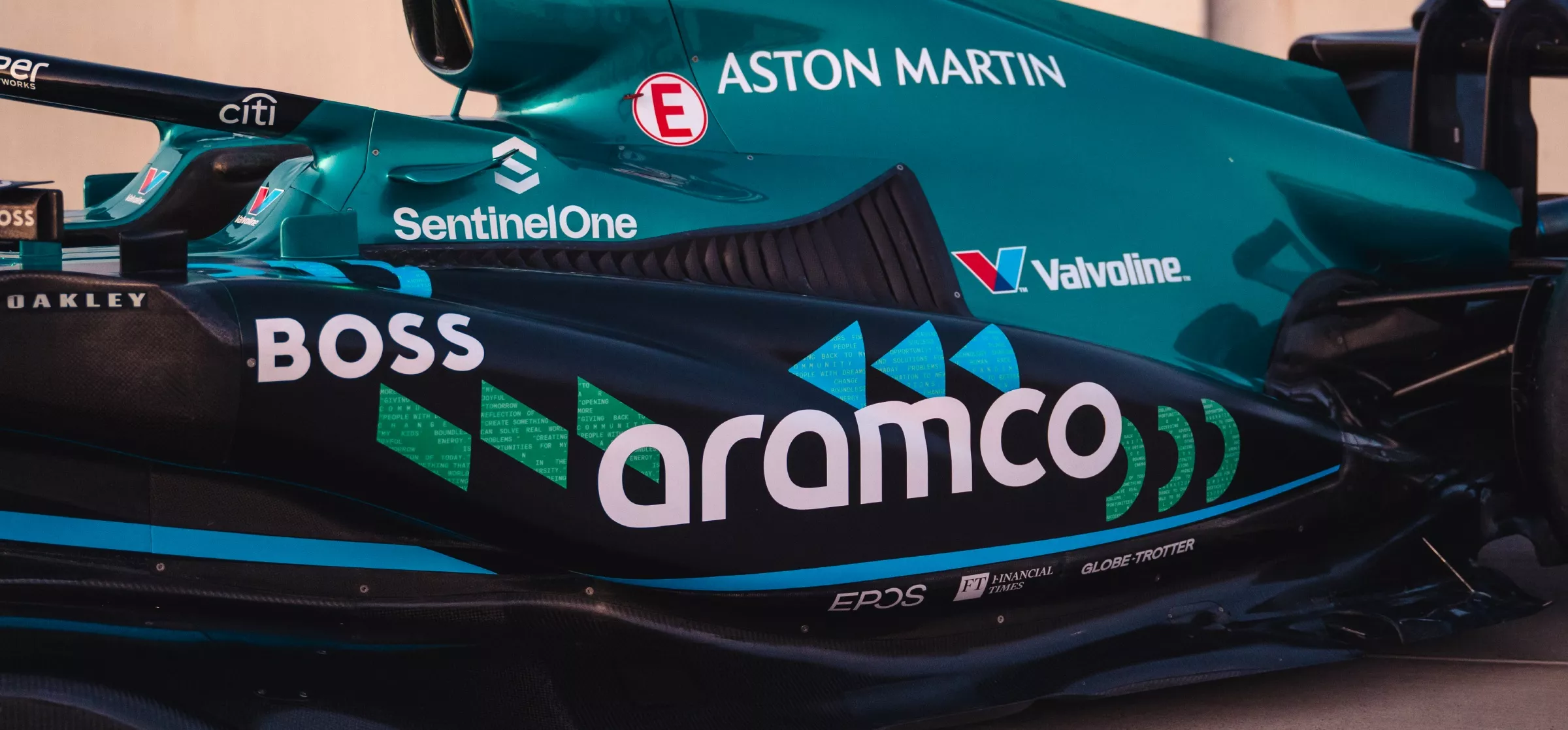 The Aston Martin Aramco F1 Team AMR22 in a special 'Generation 3' livery