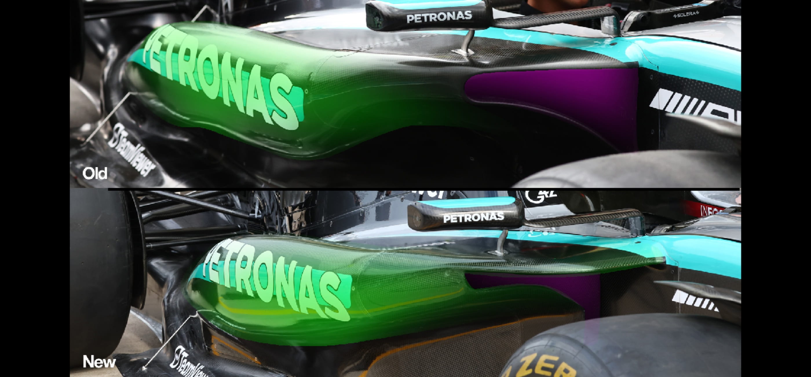 Side comparison, Mercedes, 2024 US GP