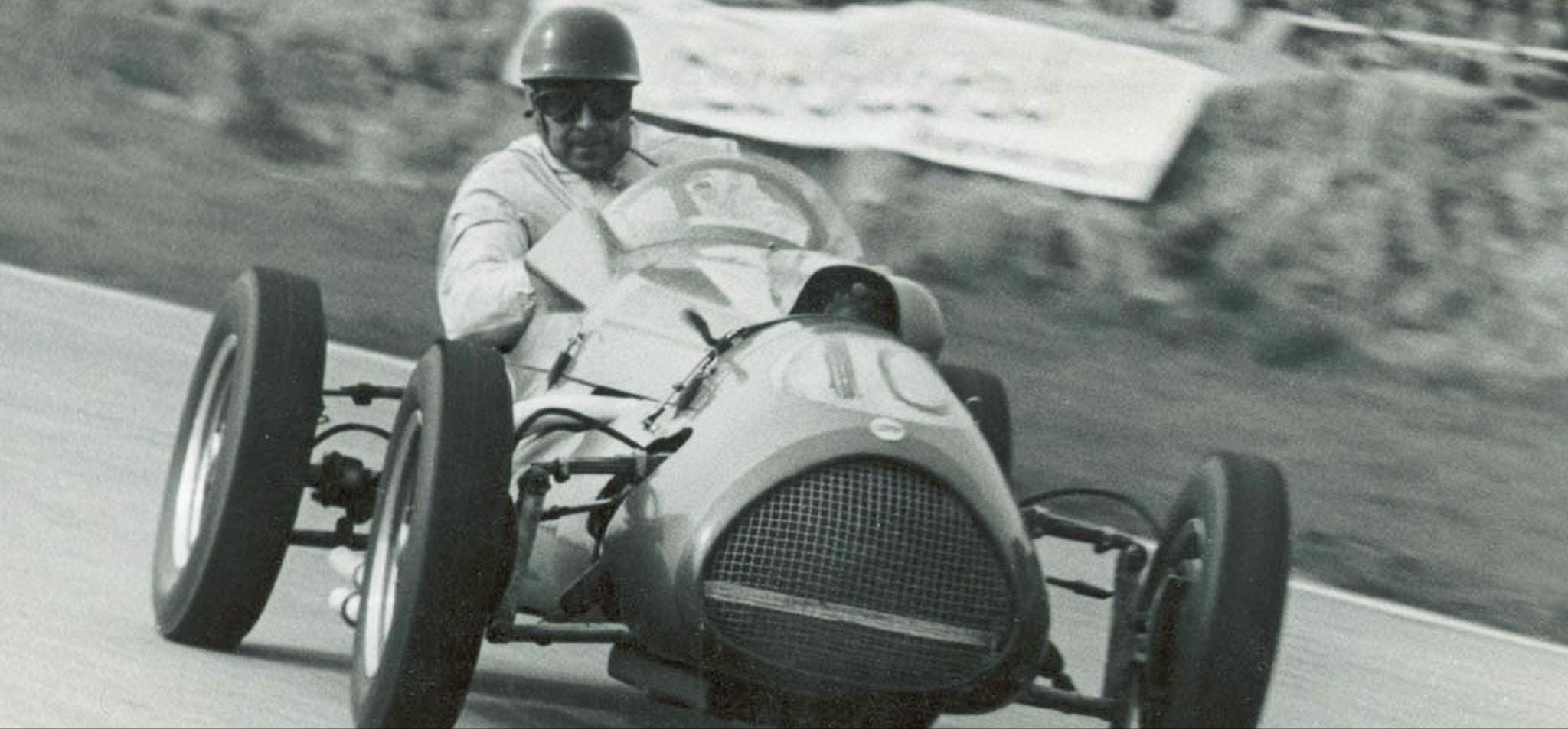 Alan Brown driving an F2 car