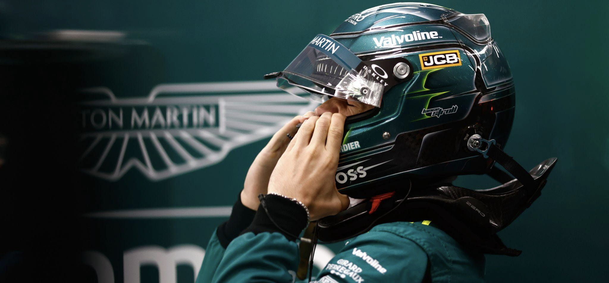 Lance Stroll wearing HANS device 