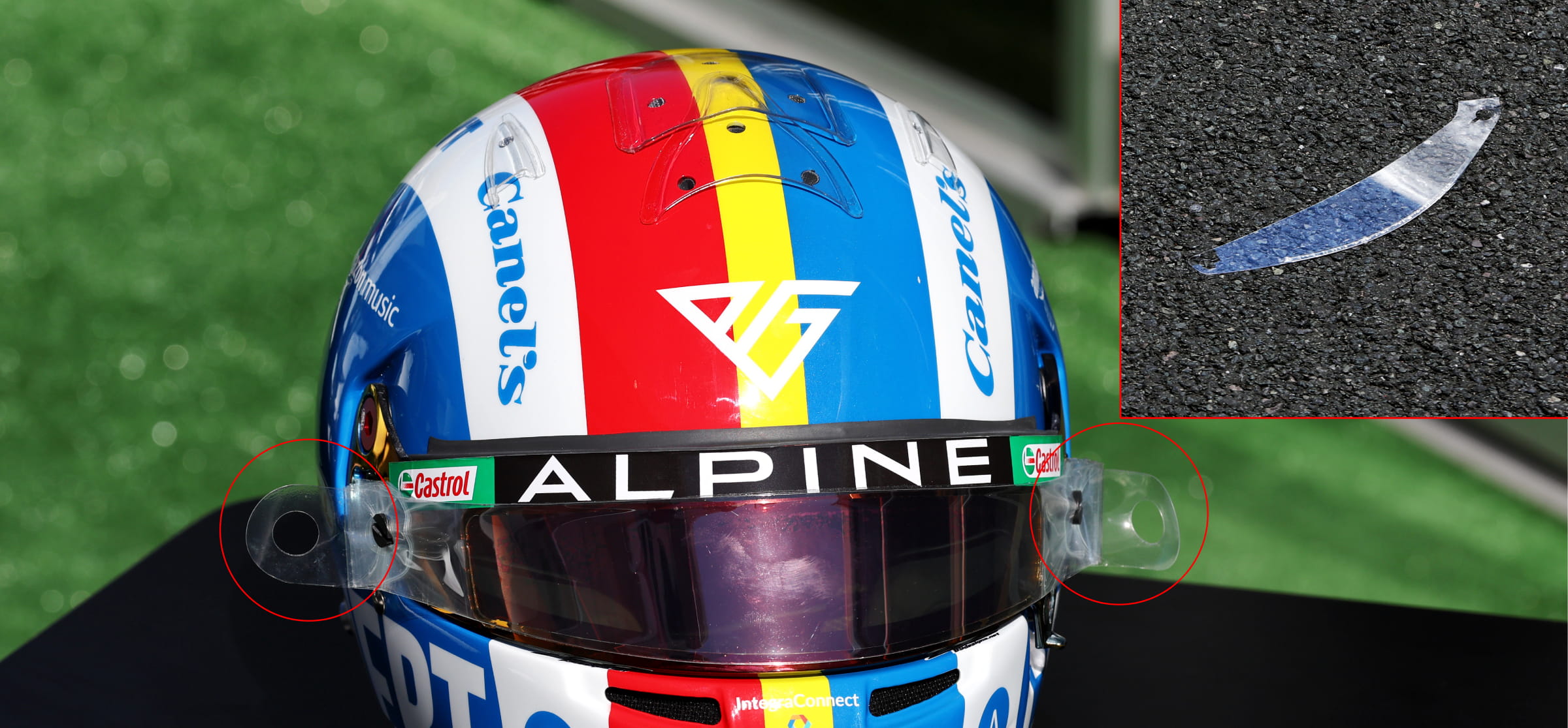 F1 helmet visor tearoff