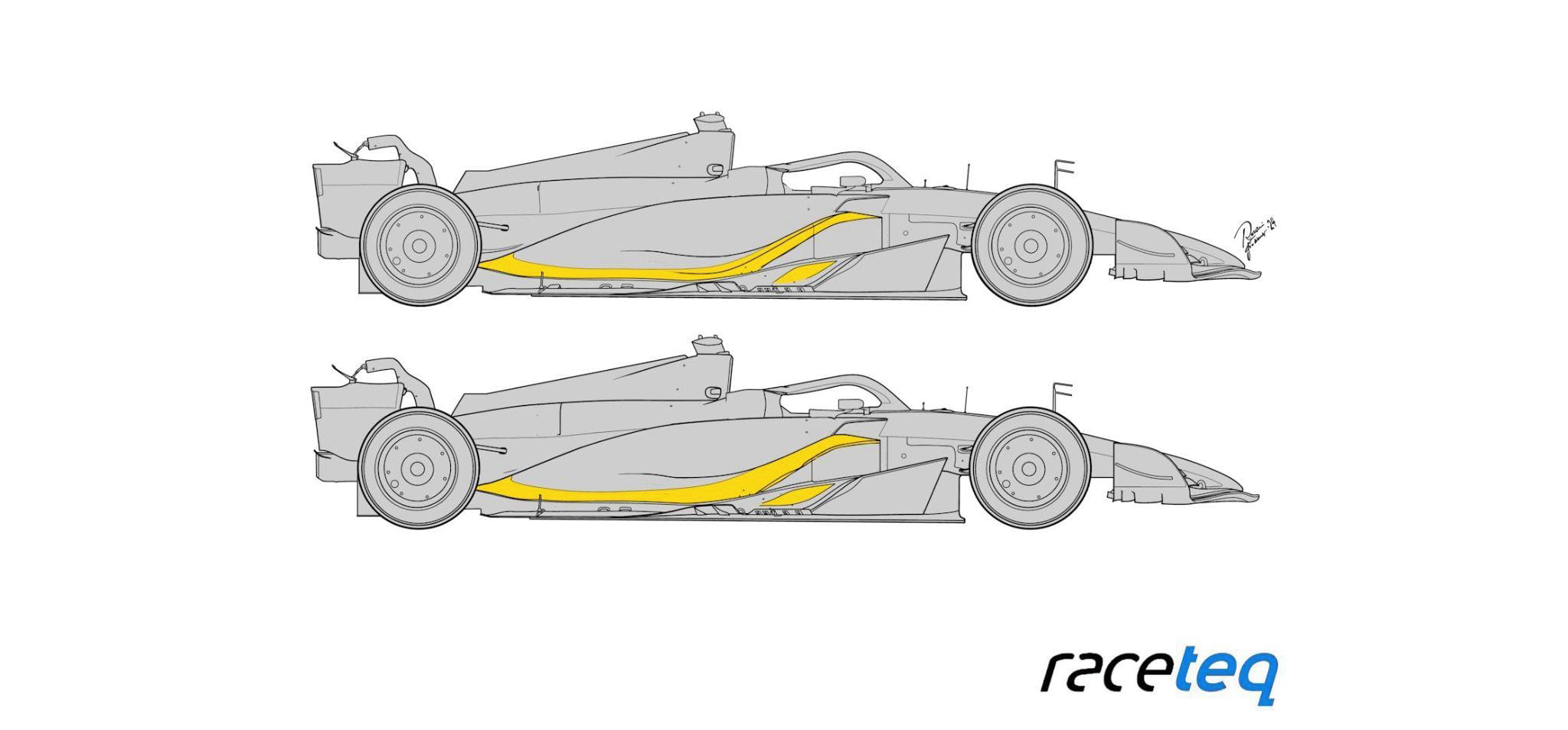 Illustration of an F1 car sidepod upgrade