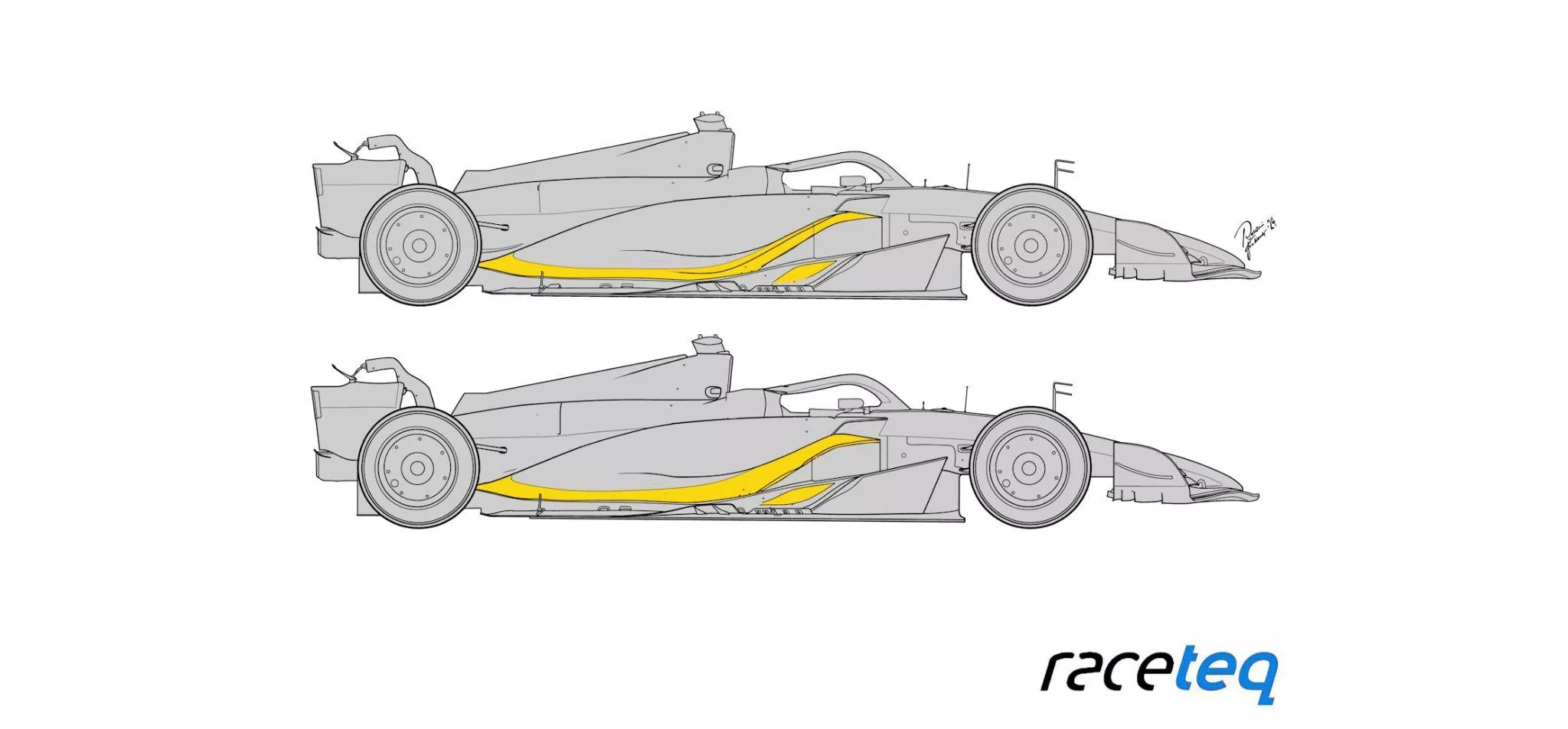 Illustration of an F1 car sidepod upgrade