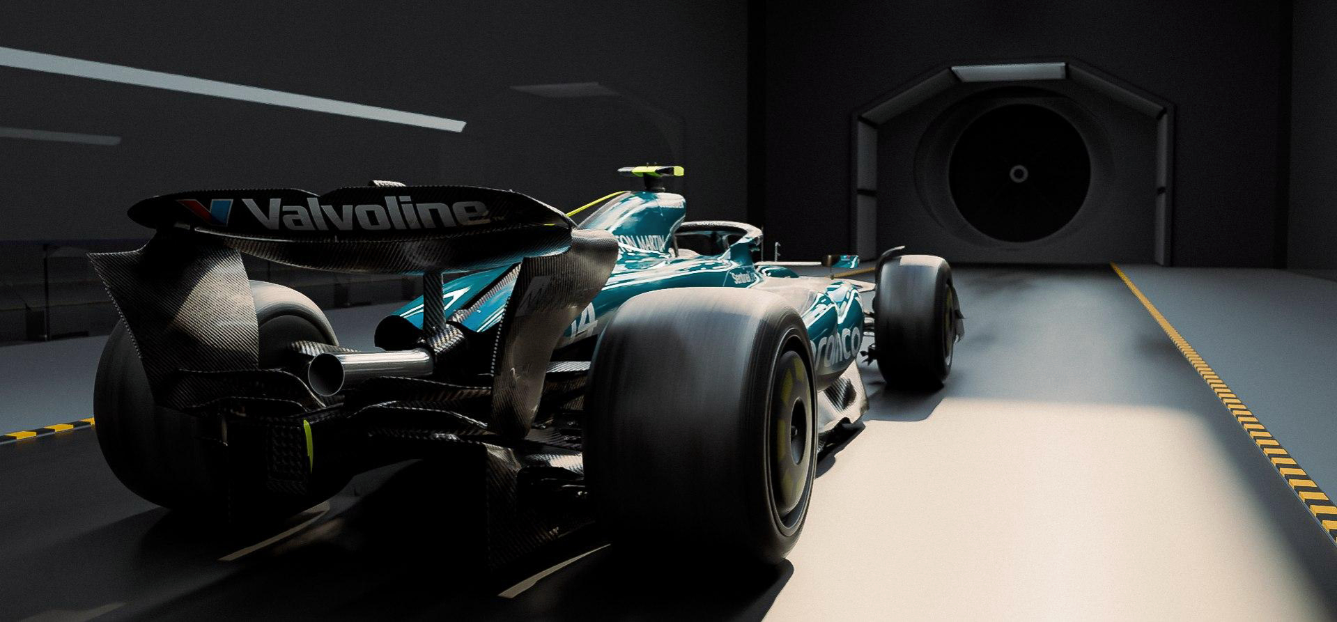 Aston Martin 3D render inside windtunnel