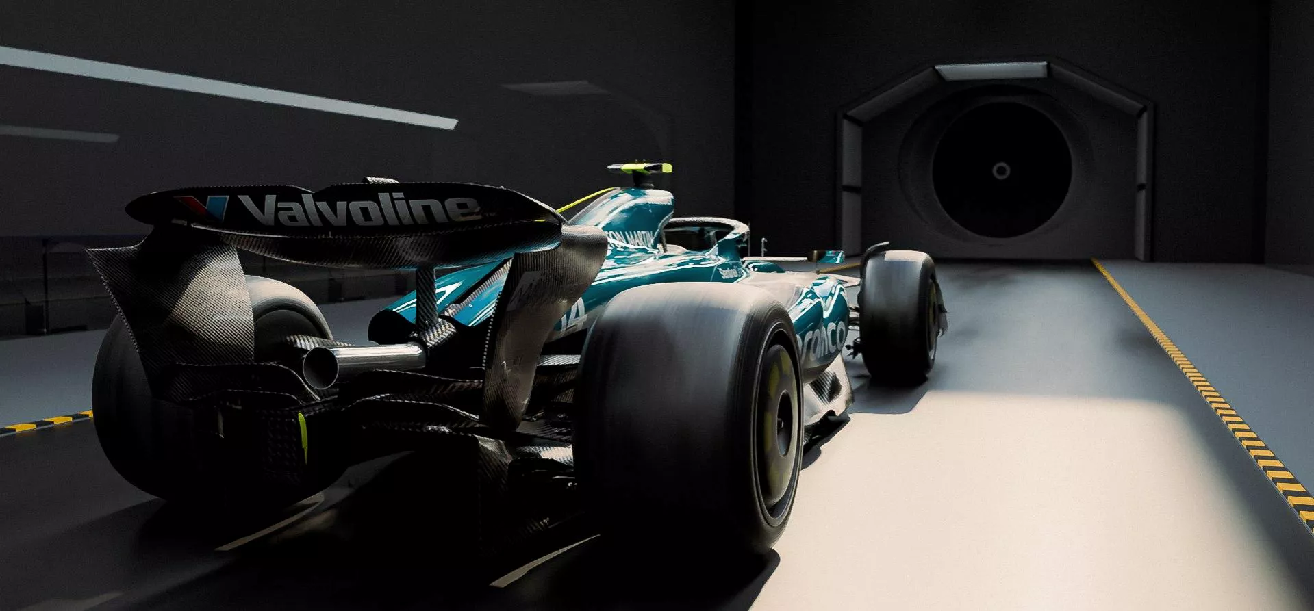 Aston Martin 3D render inside windtunnel
