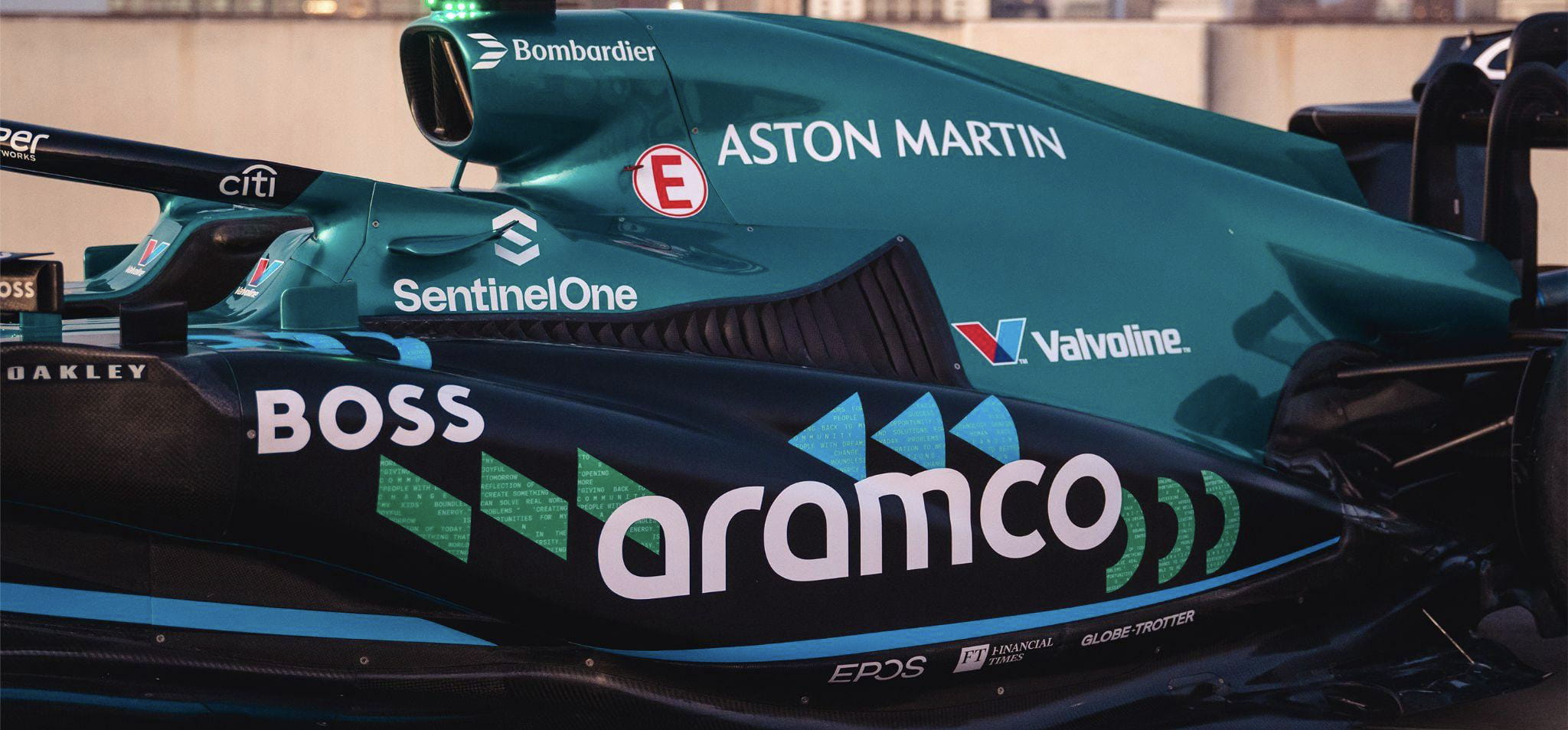 Aramco Generation 3 logo on AMR22 F1 car 