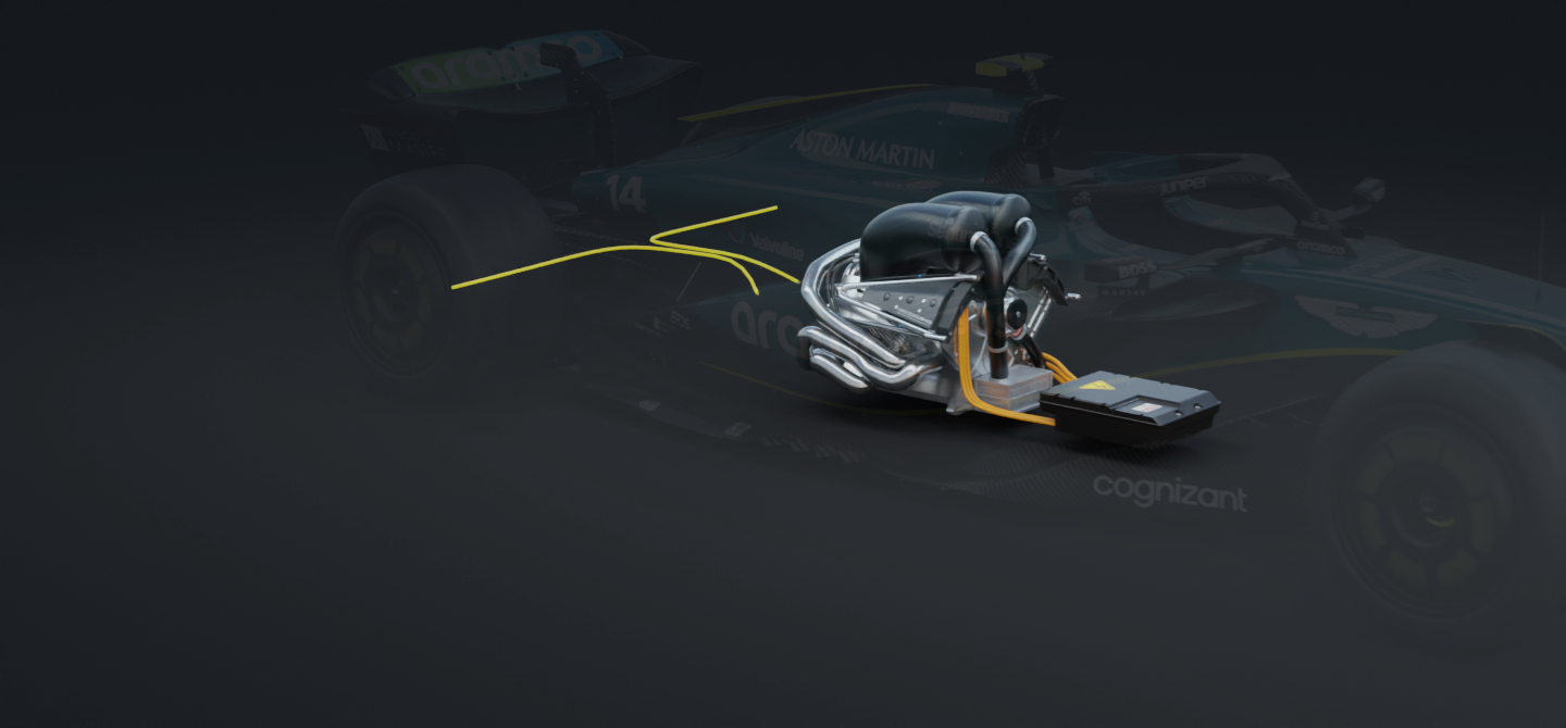 render of regenerative braking in Aston Martin F1 car