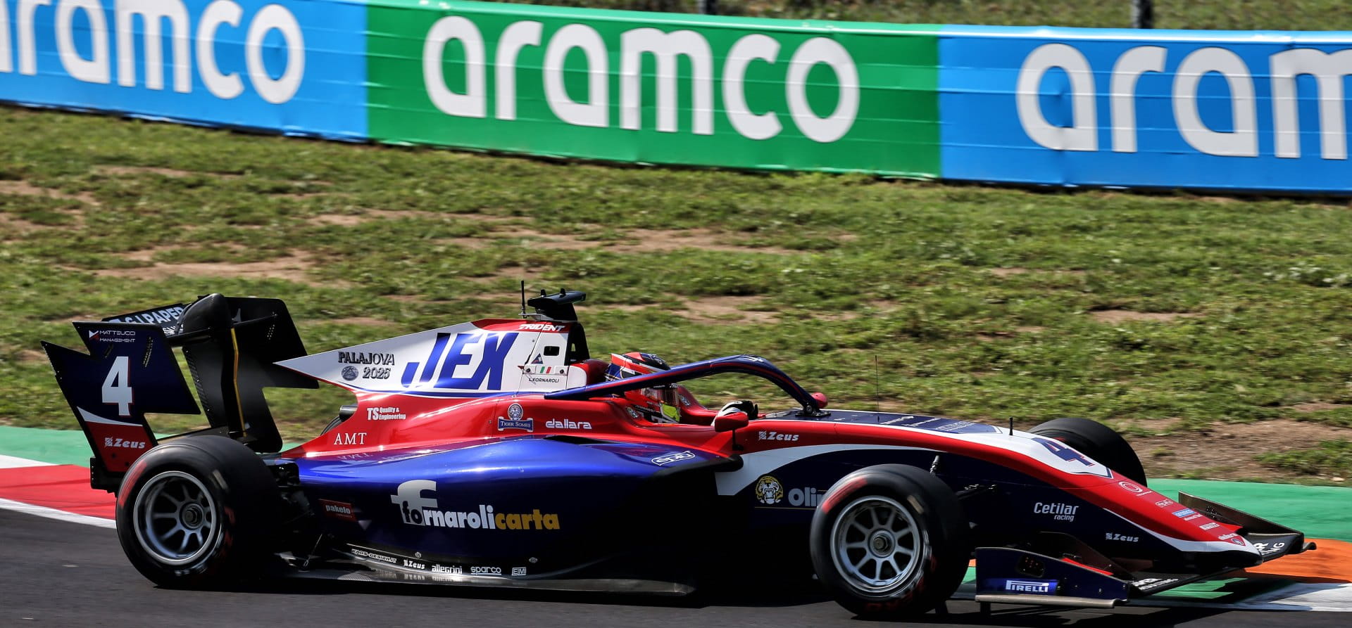 F2 car with Aramco branding in background
