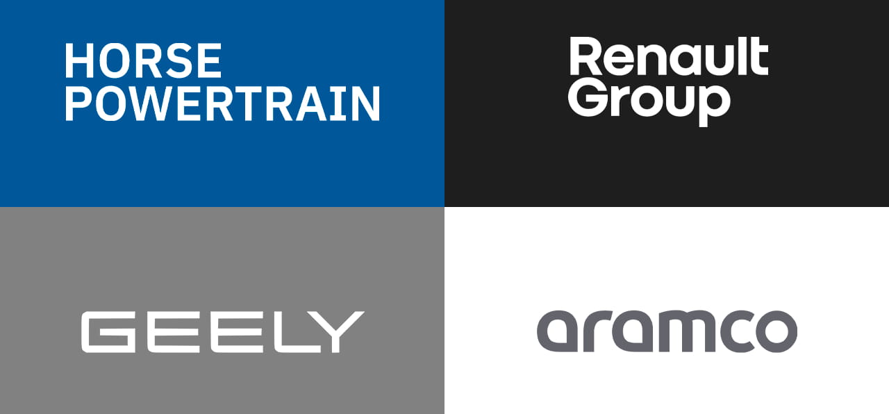 Aramco, Geely, Horse Powertrain and Renault Group logos
