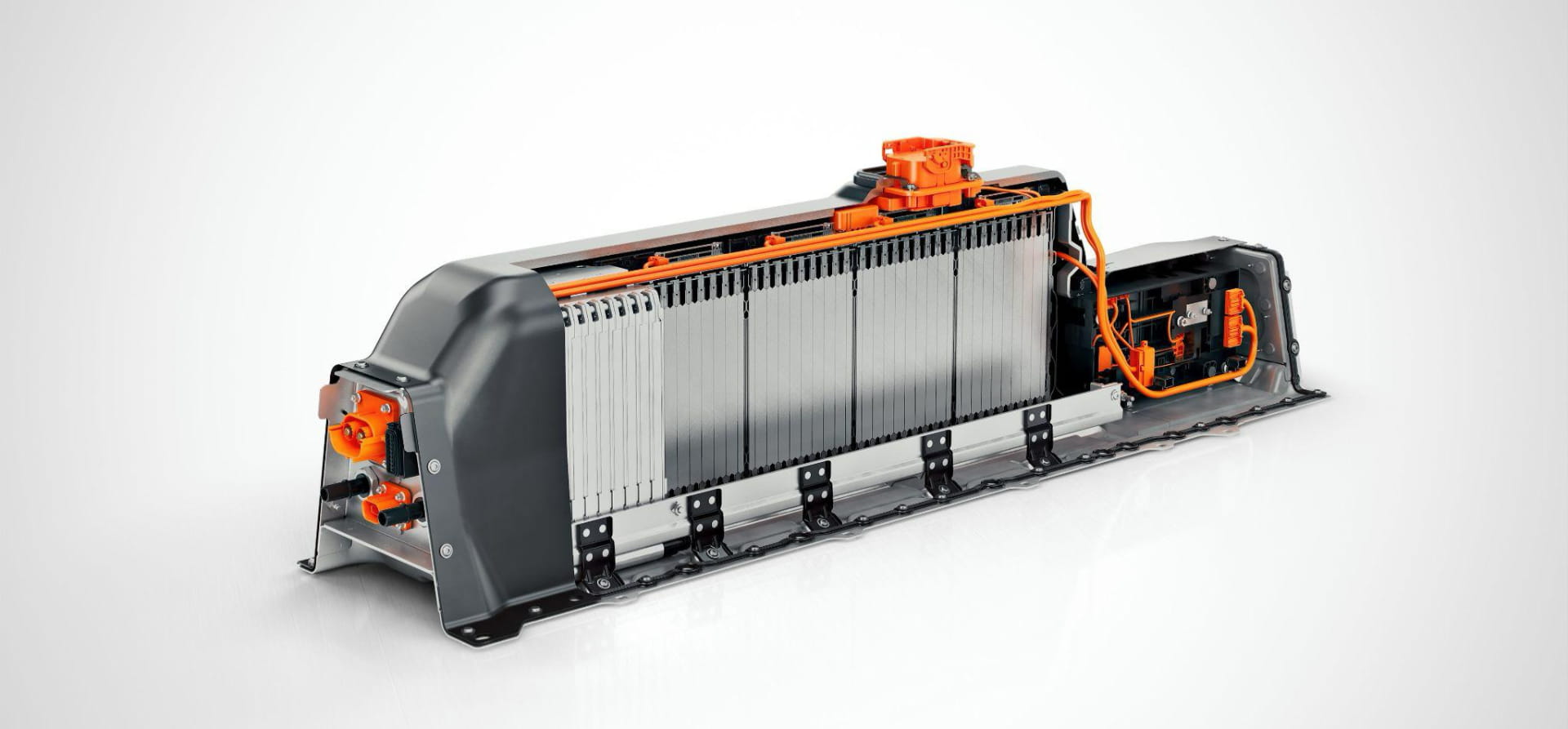 3d Render of a road car lithium battery on a grey background