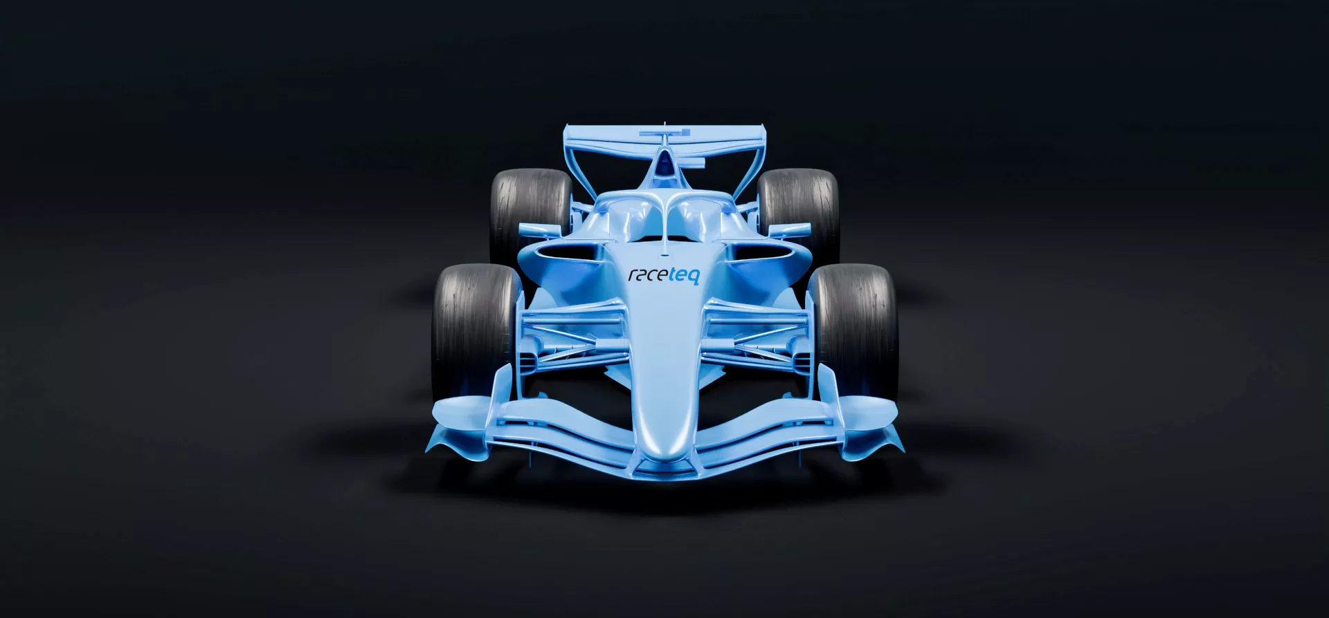3D render of a sky blue F1 2026 car concept