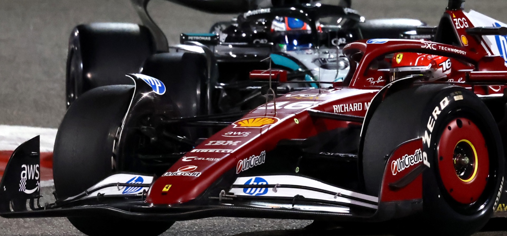 Ferrari leading Mercedes in 2025 F1 pre-season testing, Bahrain