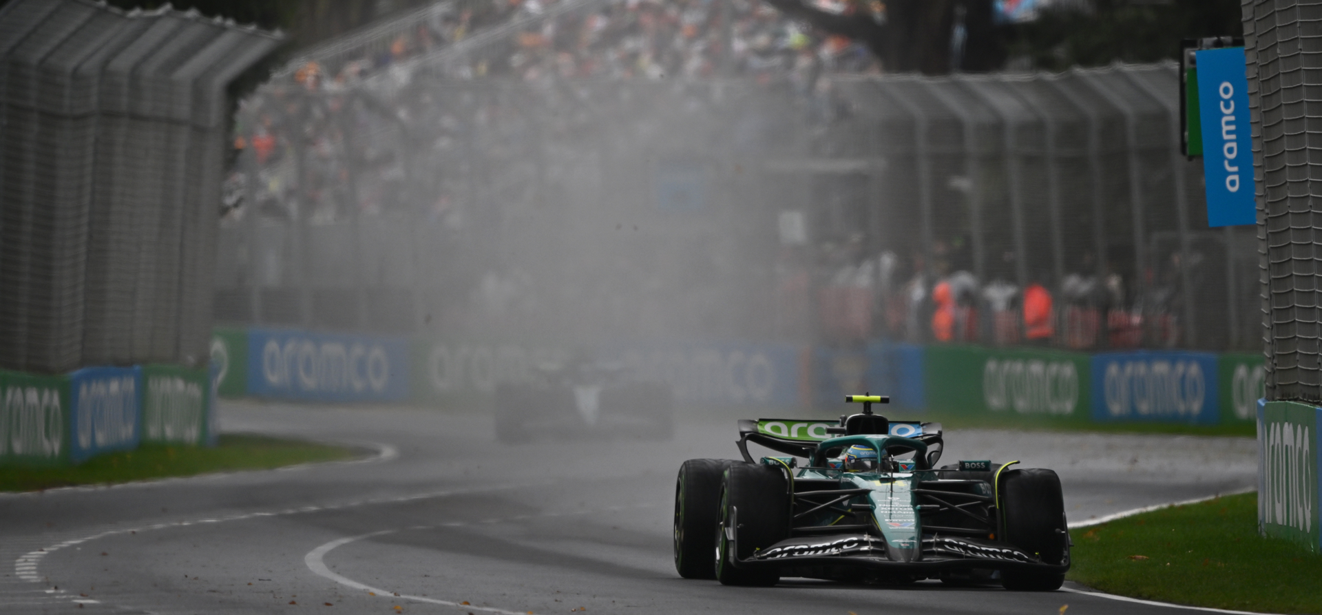 Car in the wet in Australian Grand Prix