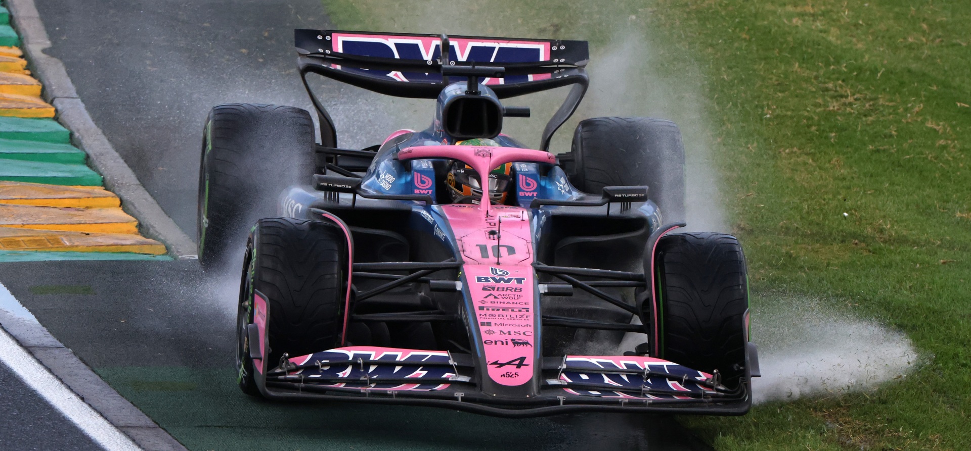 Alpine goes through a puddle in 2025 Australian Grand Prix