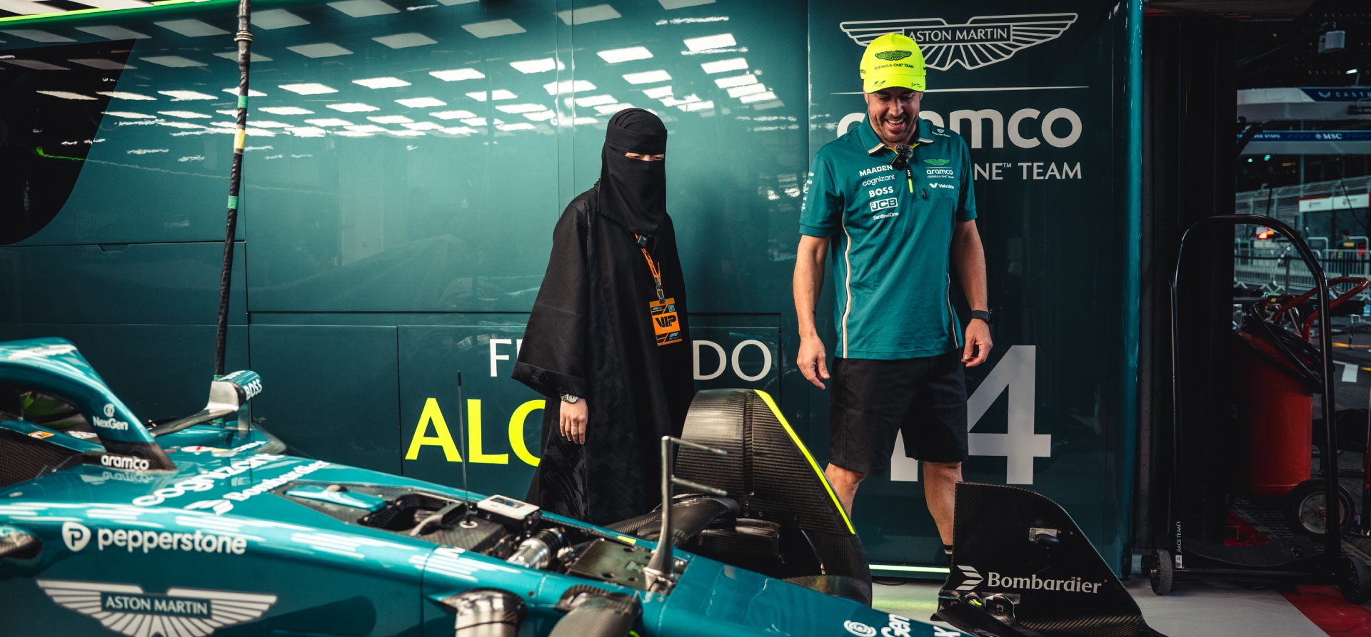 Sara Turkestani and Fernando Alonso