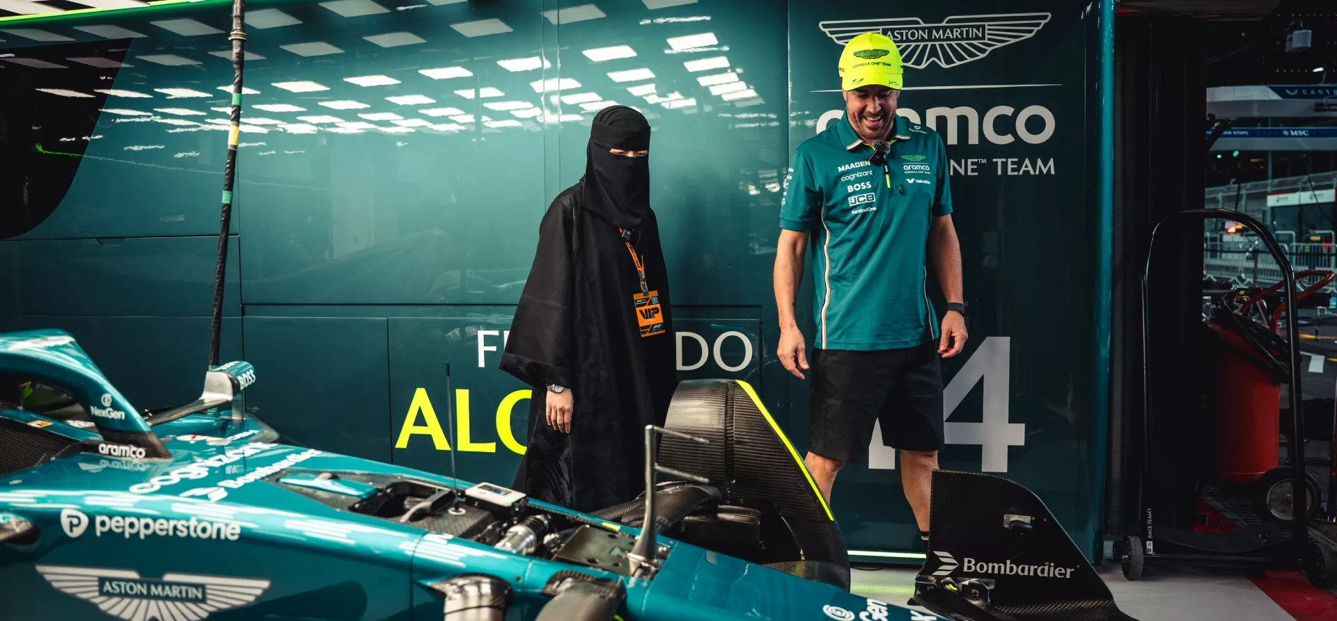 Sara Turkestani and Fernando Alonso