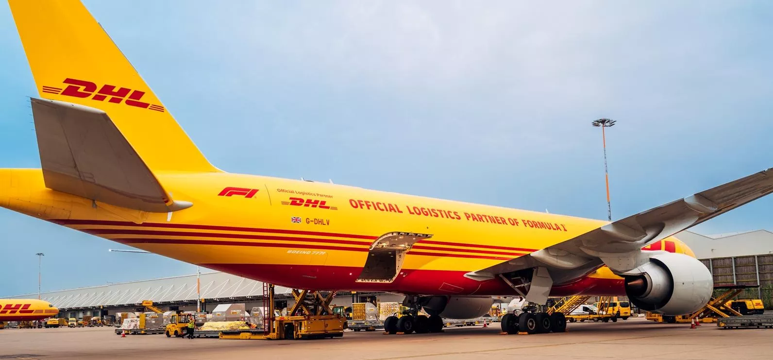Yellow DHL Boeing plane