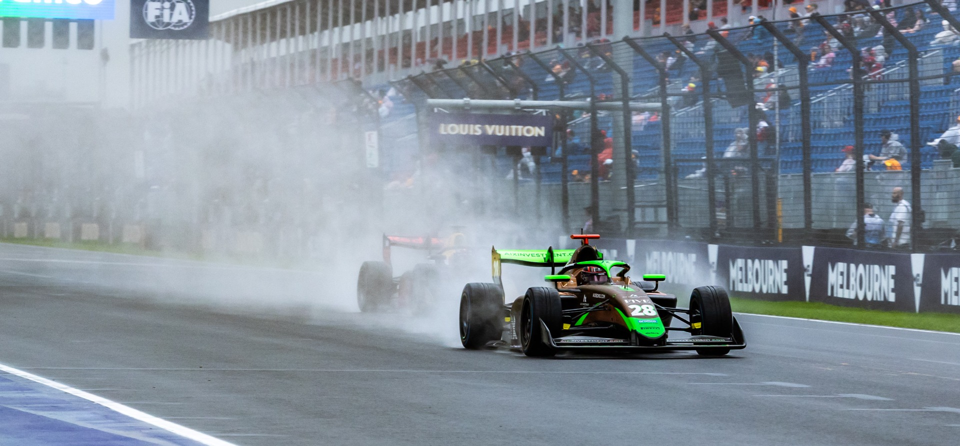 F3 car racing in the wet, Australia