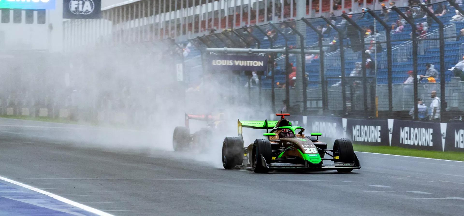F3 car racing in the wet, Australia