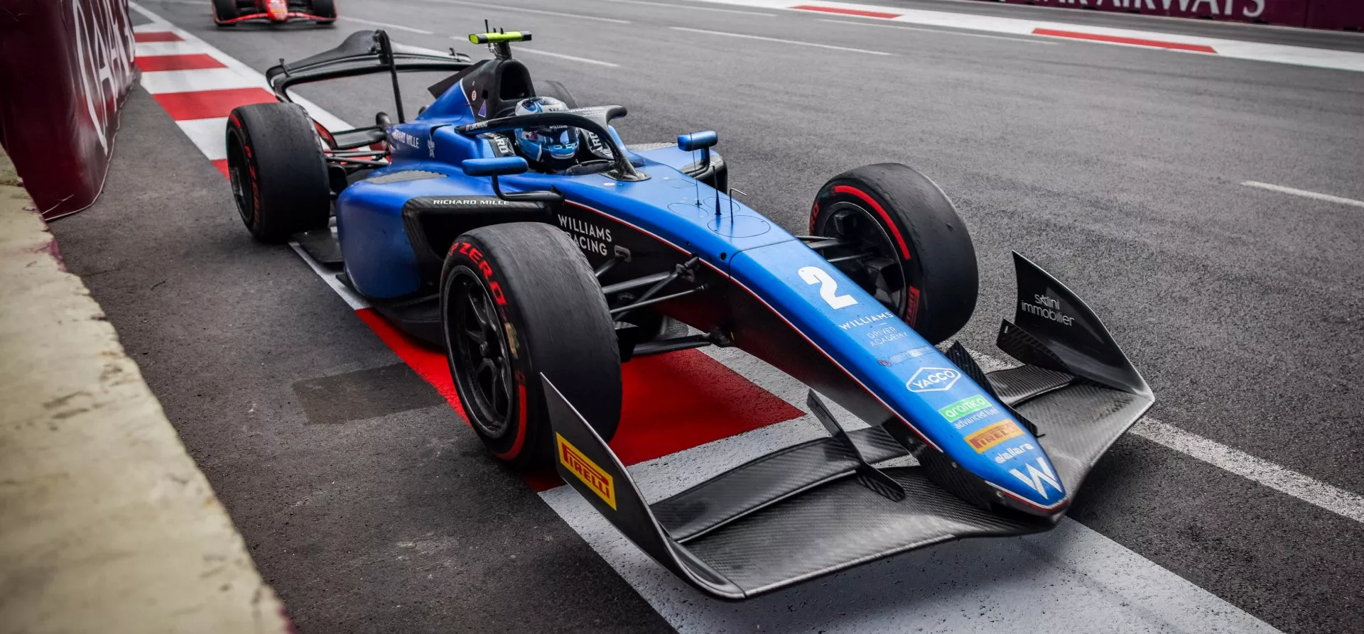 F2 car with low downforce spec front wing in Azerbaijan 2024