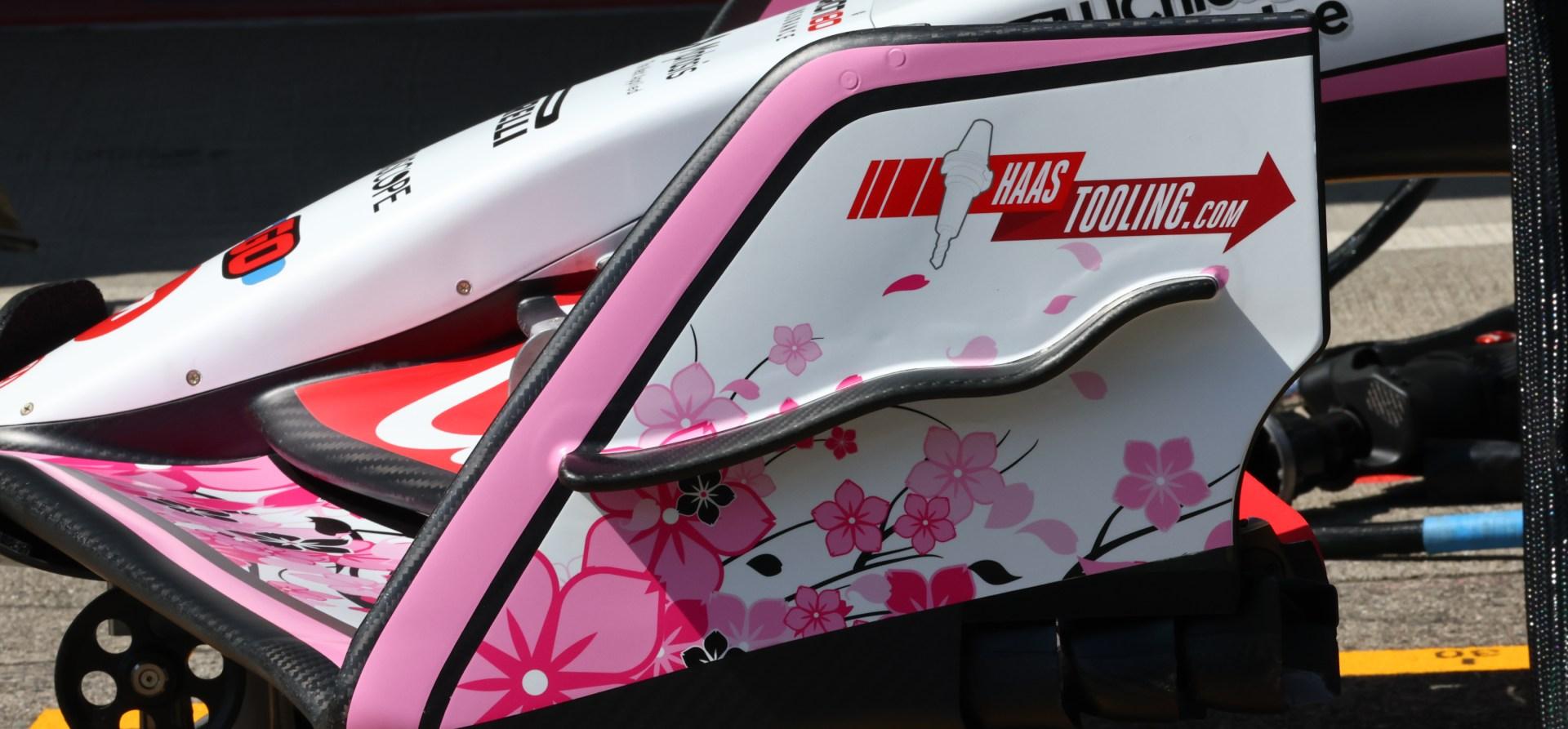 Canards on the edge of the Haas VF-25’s front wing endplates.