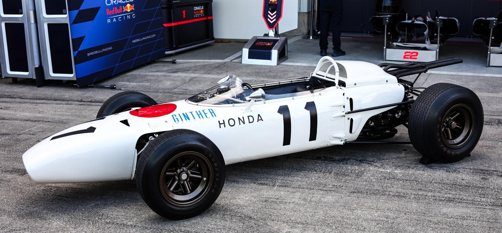 Honda RA272 exhibited outside Yuki Tsunoda’s garage