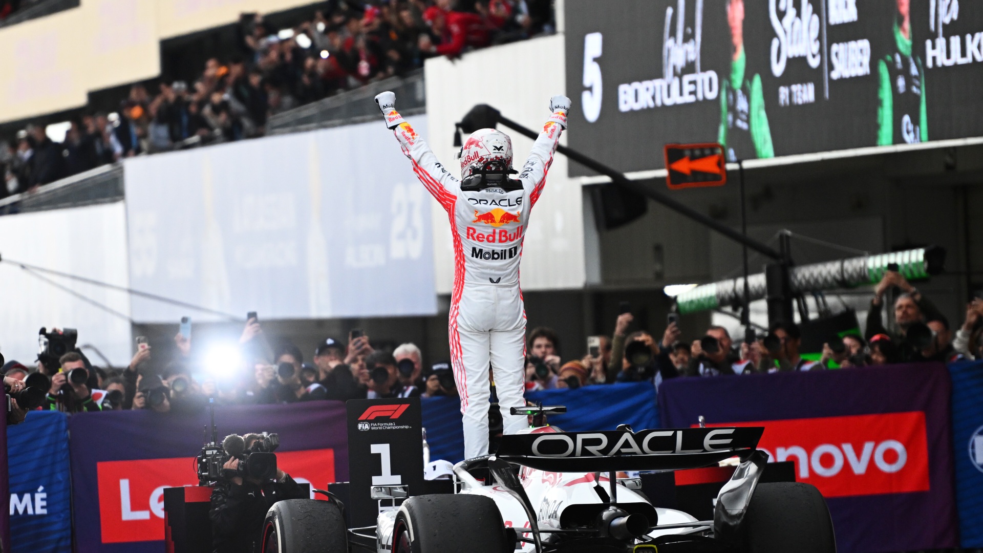 Max Verstappen celebrates his 2025 Japanese Grand Prix victory