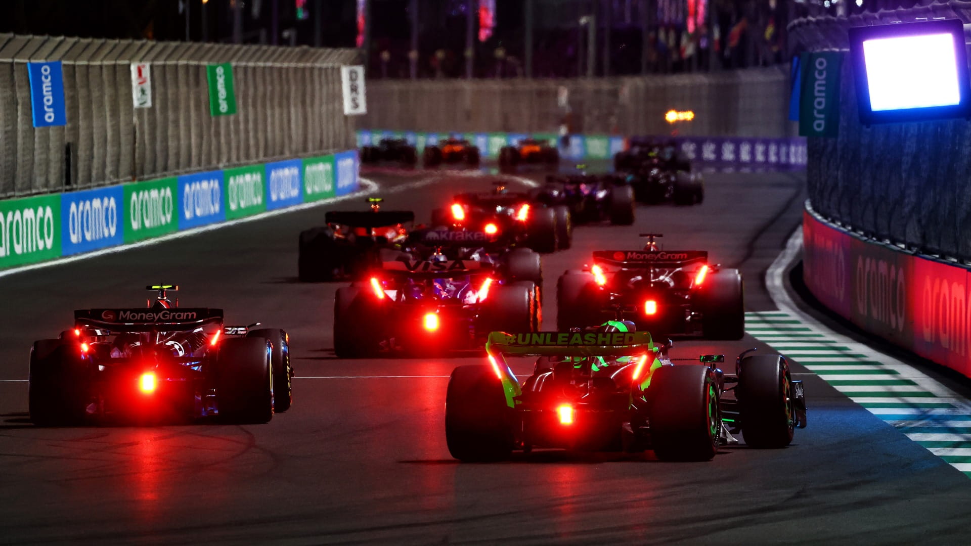 Rear of F1 cars at 2024 Saudi Arabian Grand Prix