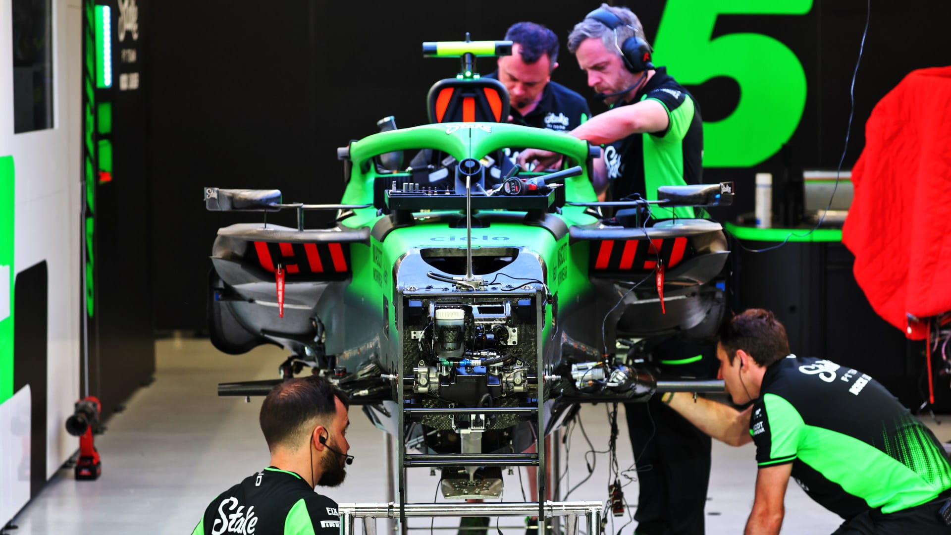 2025 Sauber F1 car in garage