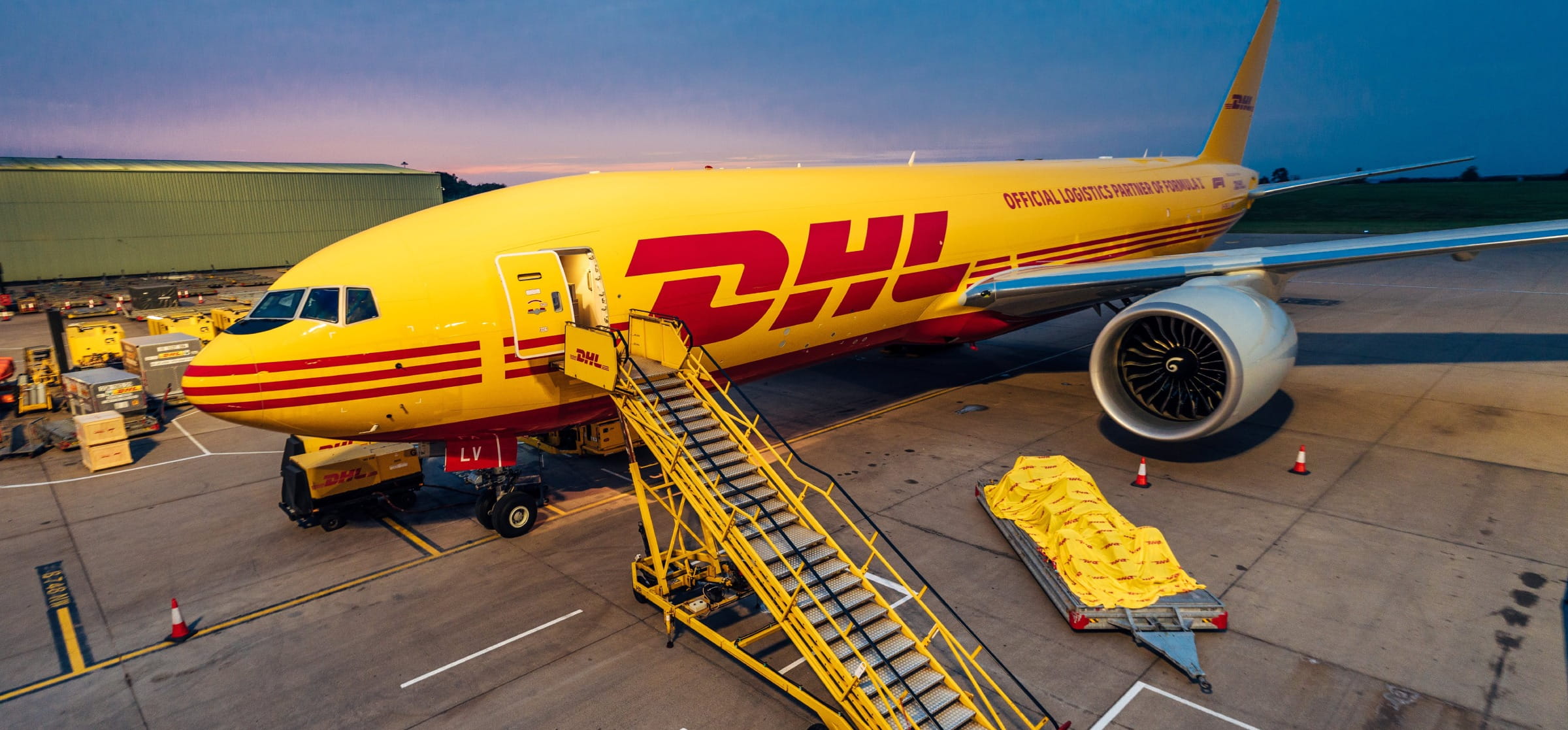 DHL plane with sustainable aviation fuel
