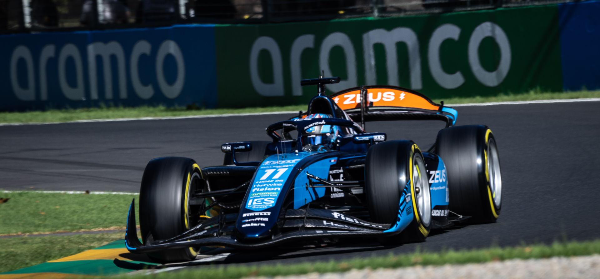 F2 car with Aramco logo in background