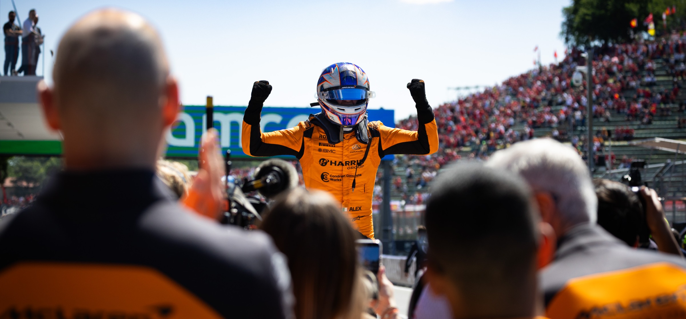 Alex Dunne celebrates Imola win