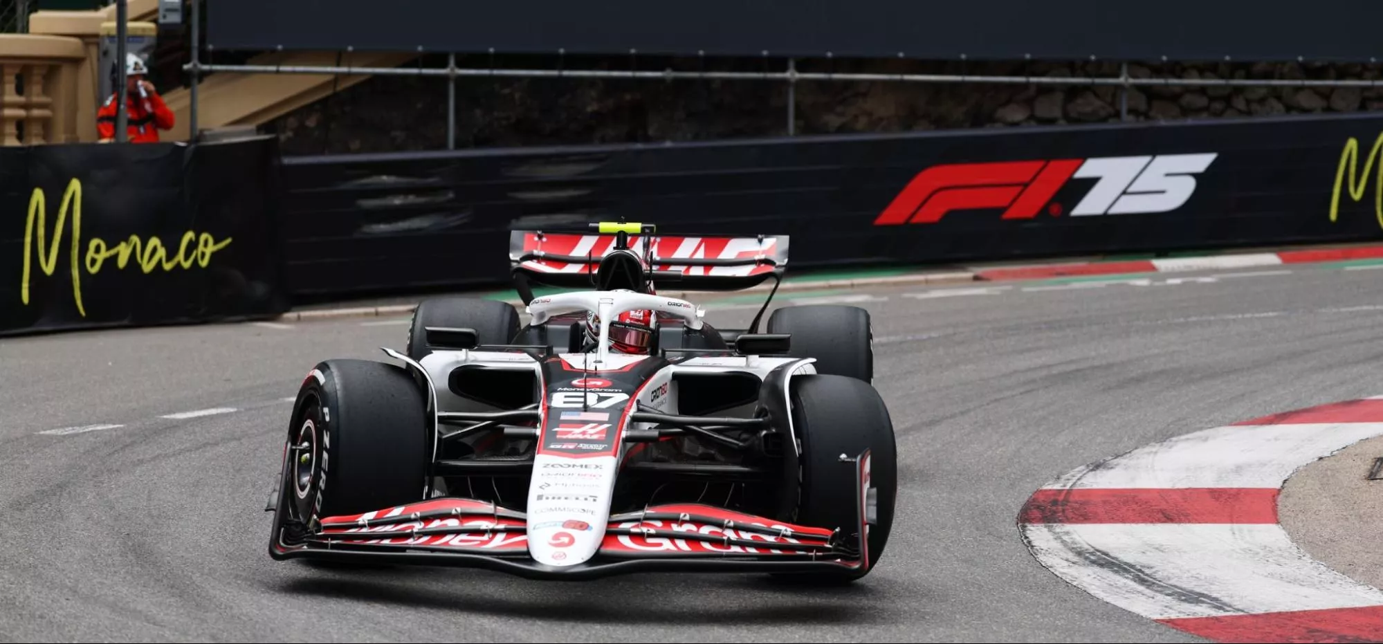 Haas F1 car at Monaco, 2025