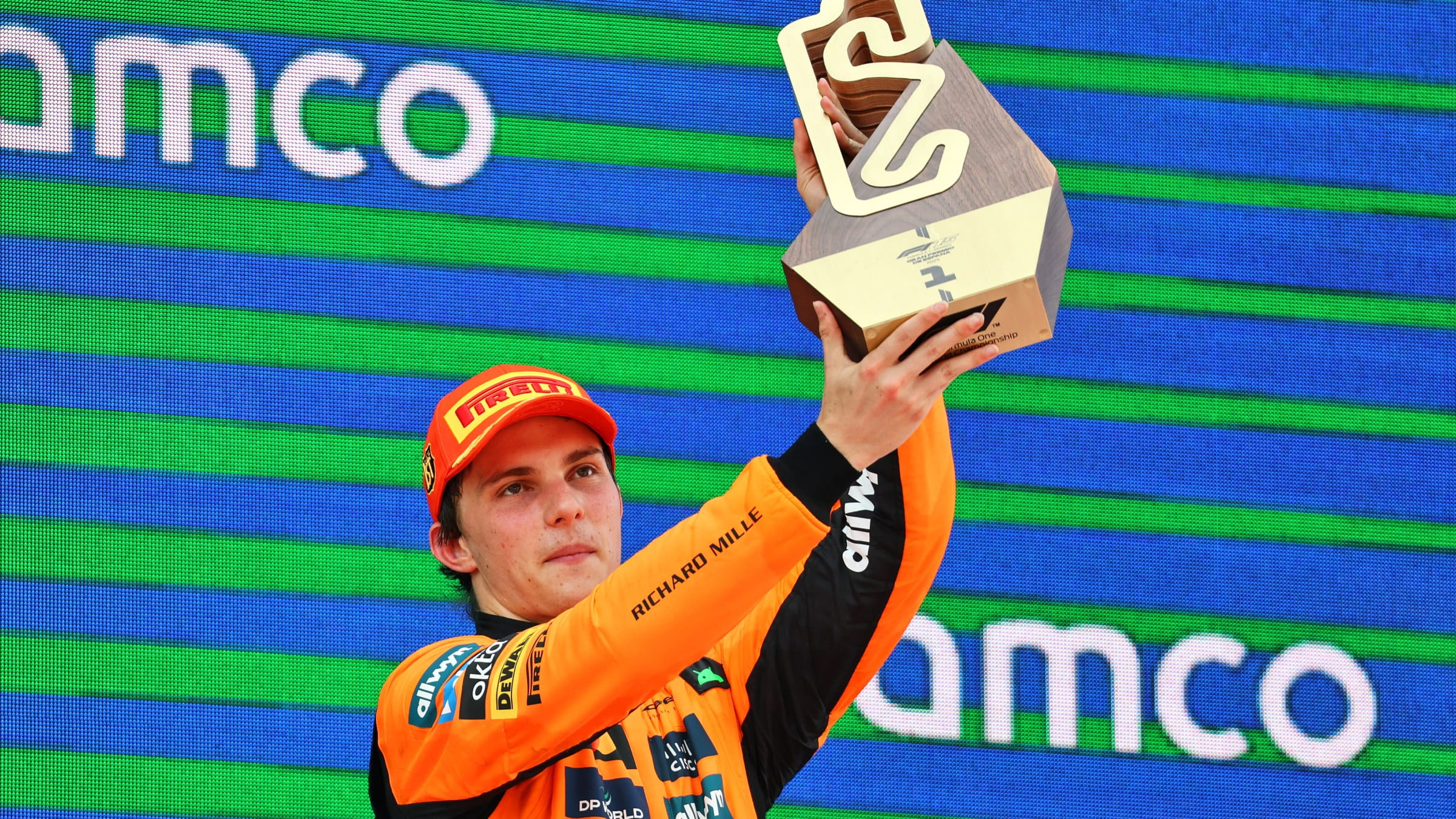 Oscar Piastri celebrates 2025 Spanish F1 Grand Prix victory