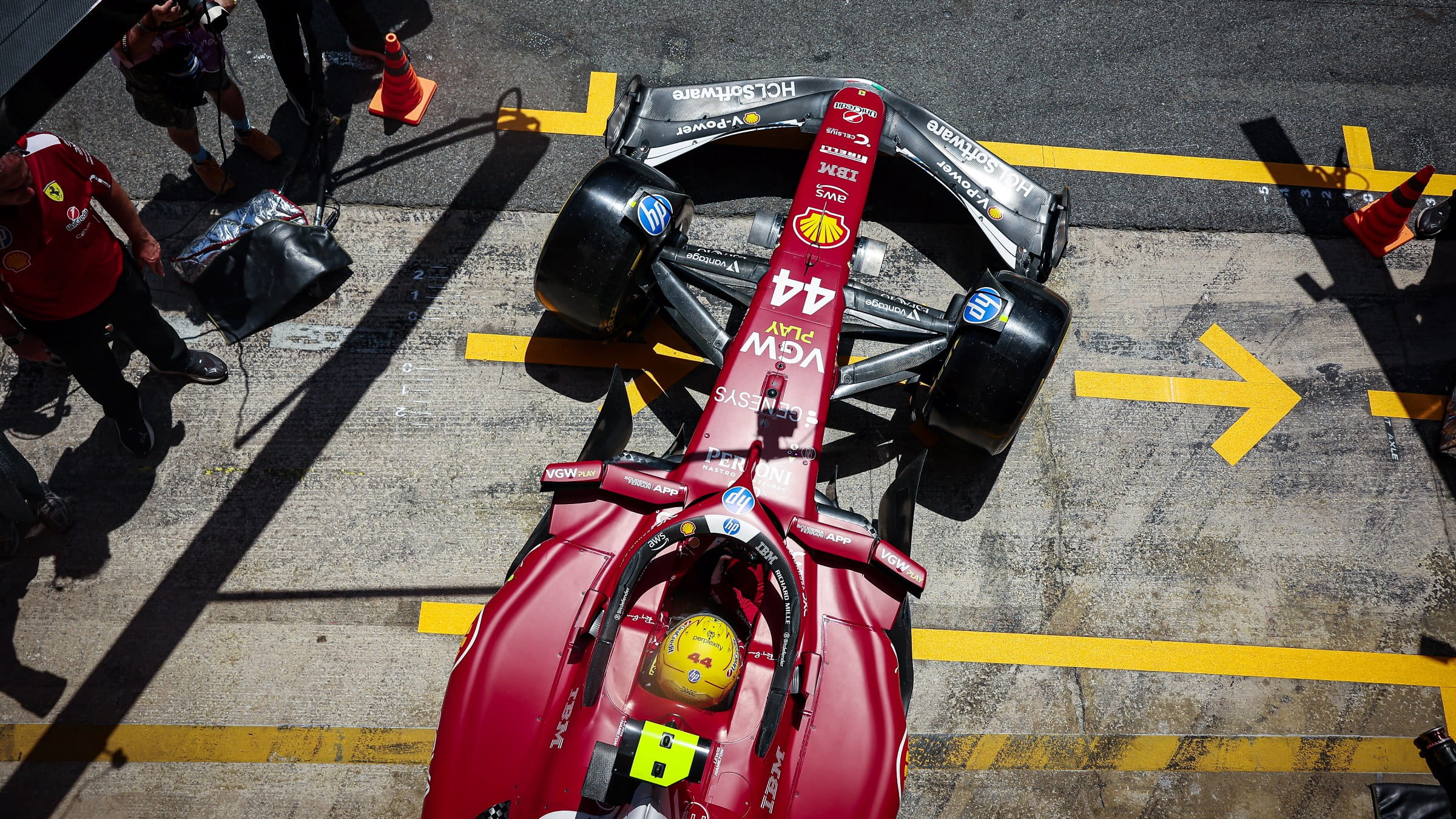 2025 F1 Ferrari car from above