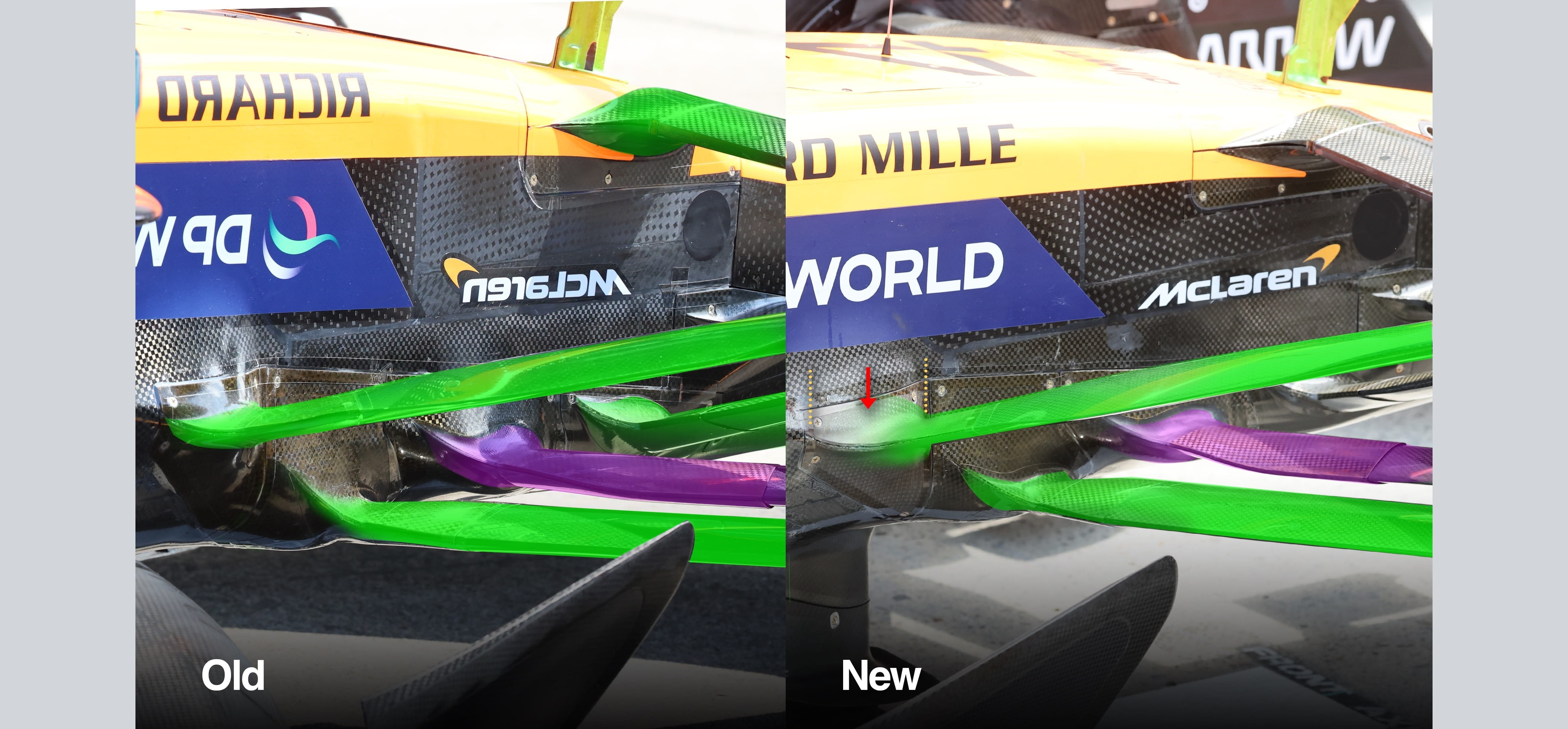 Comparison of McLaren suspension 2025 Canada GP