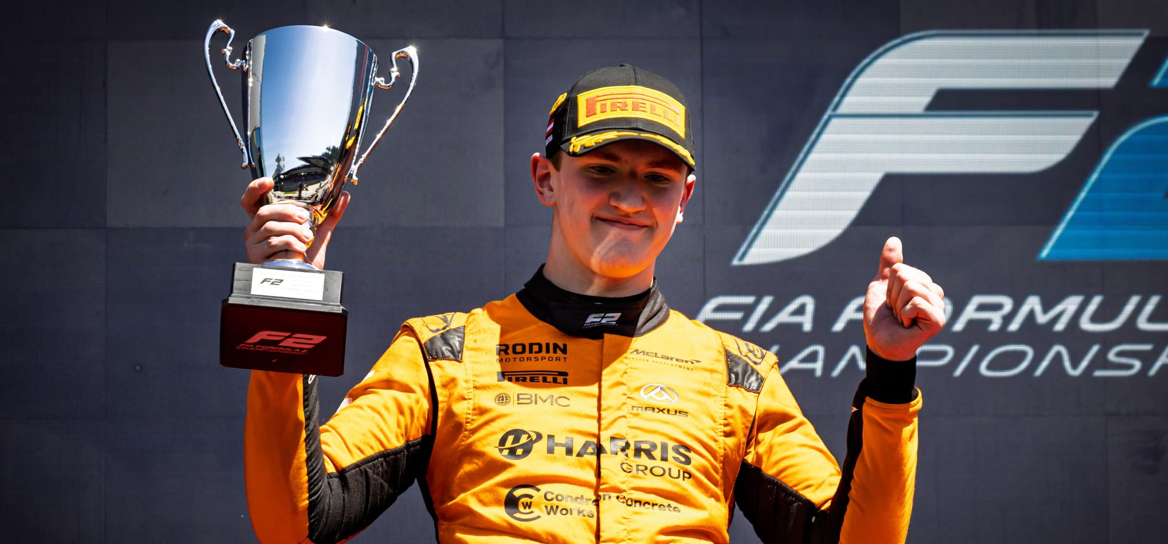 Alex Dunne on F2 podium