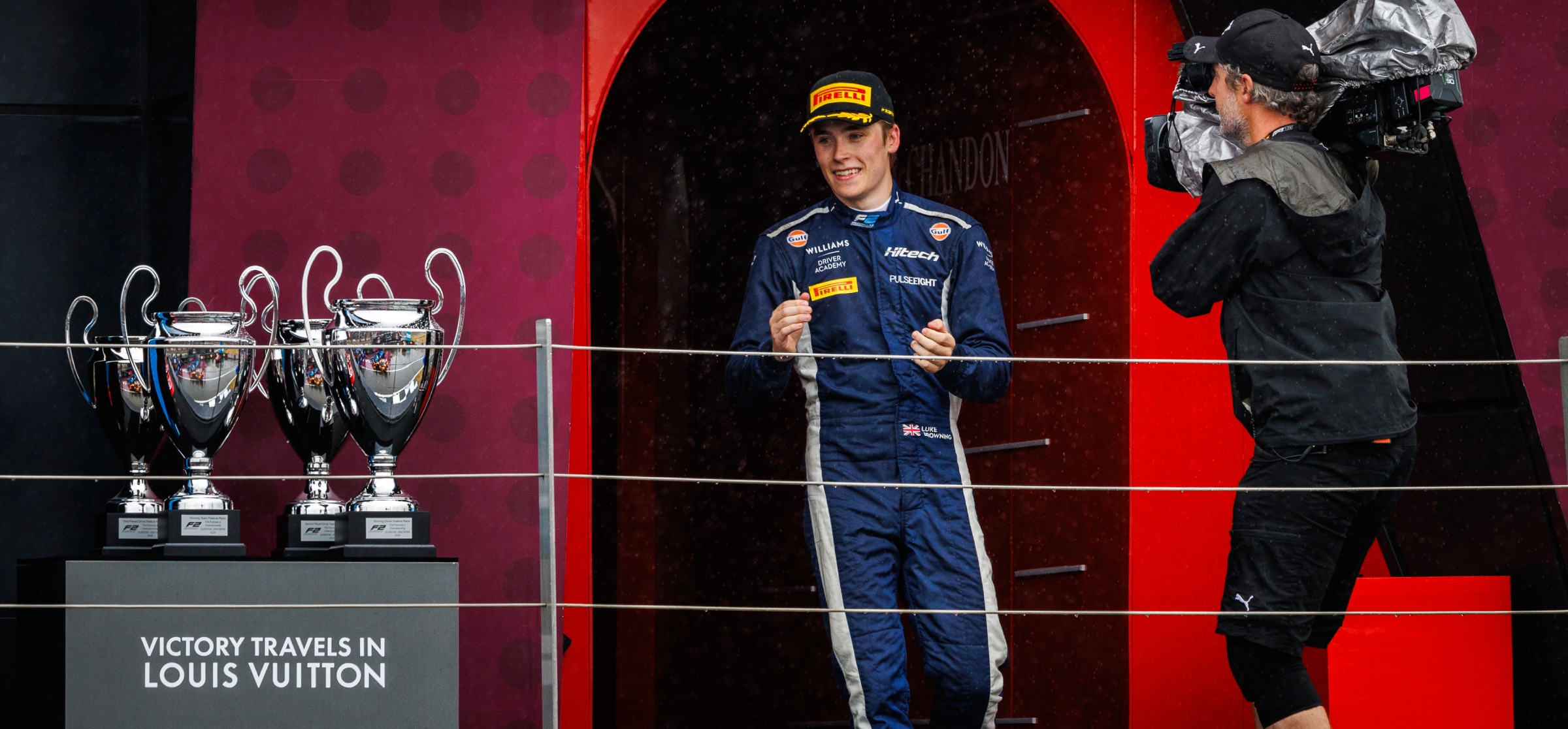 Luke Browning on Silverstone F2 podium