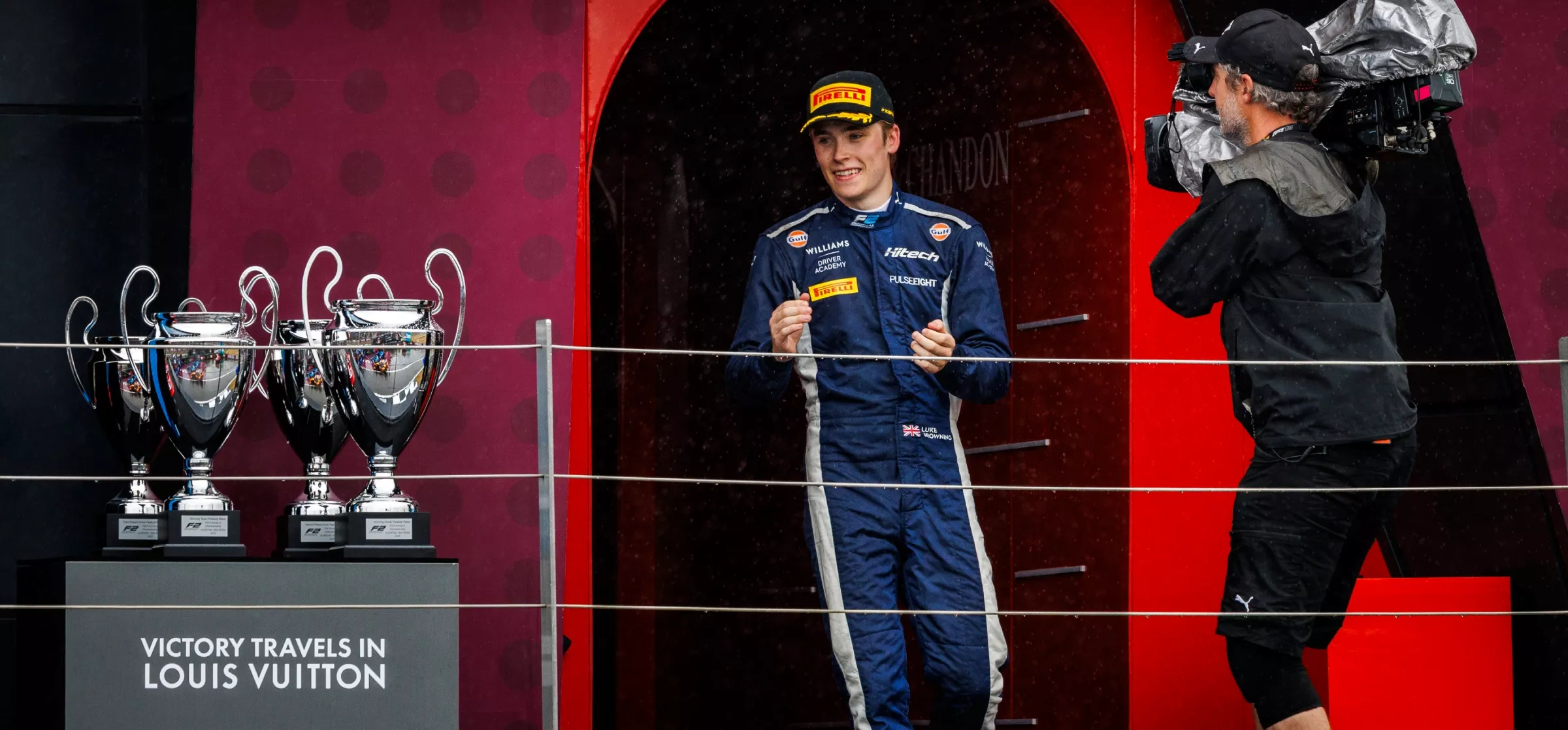 Luke Browning on Silverstone F2 podium