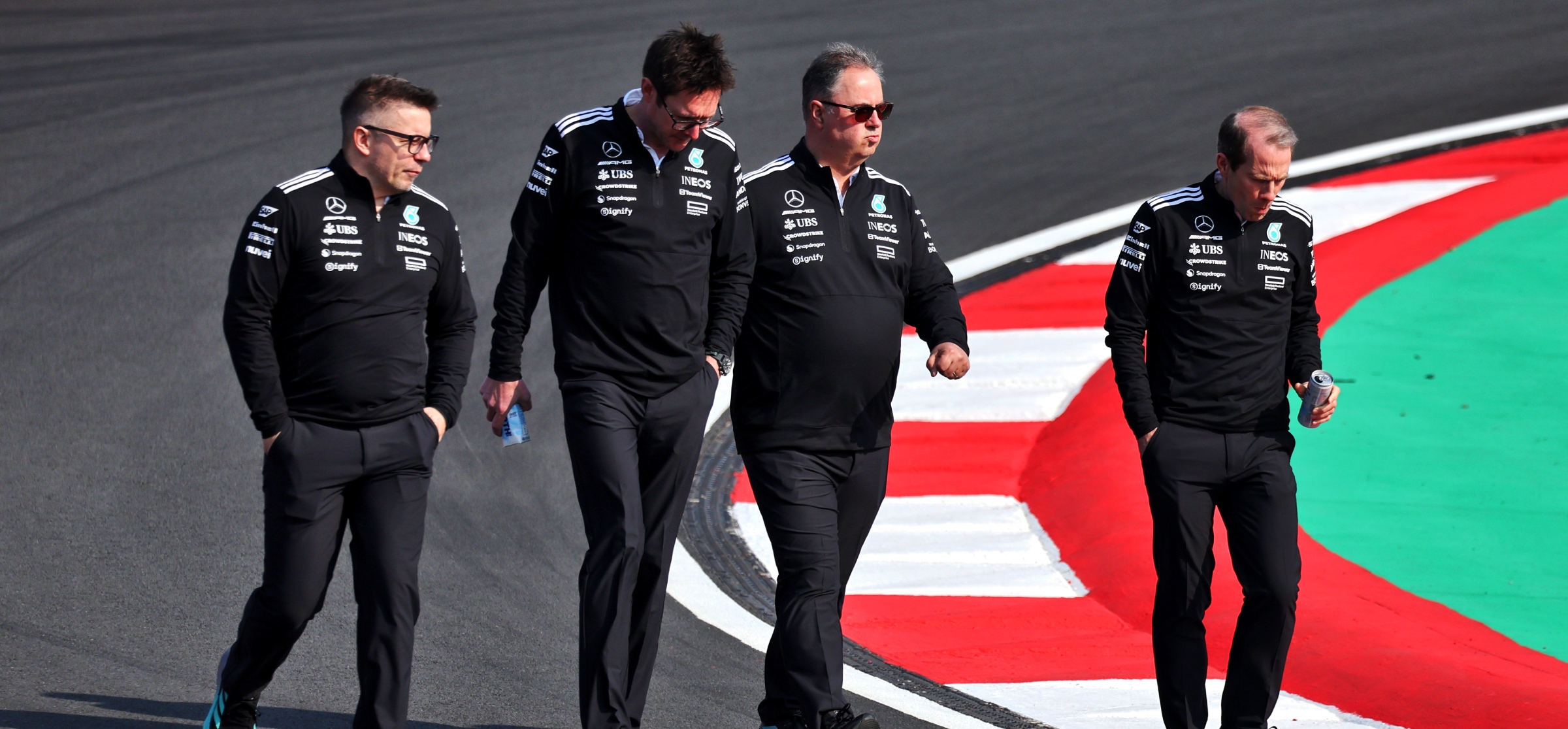 Mercedes engineers walking track